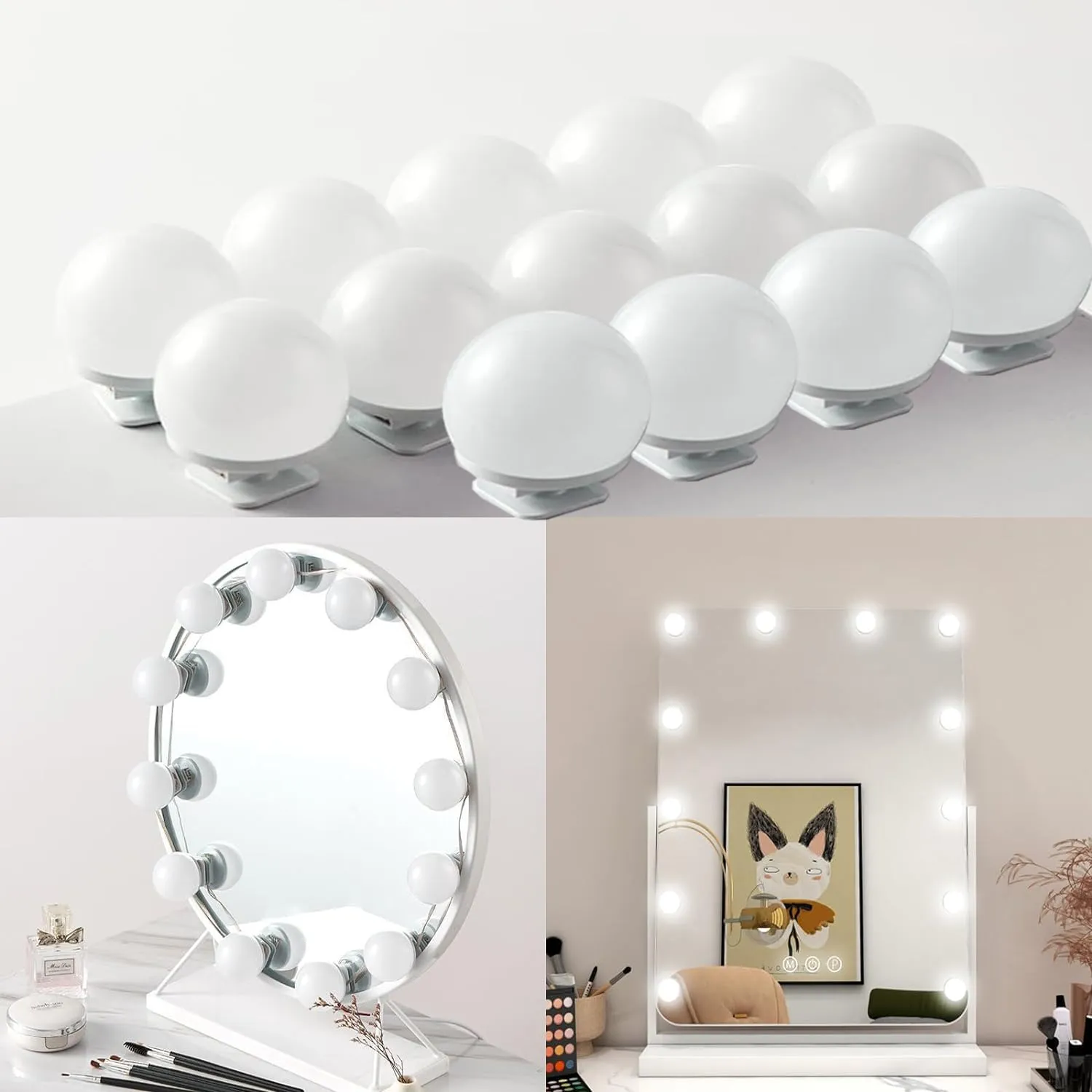 Luci da Specchio 14 LED per Trucco - 3 Colori Make Up Bulbi Lampadina di Hollywood Regolabili - Lampada per Specchio Cosmetico (14)