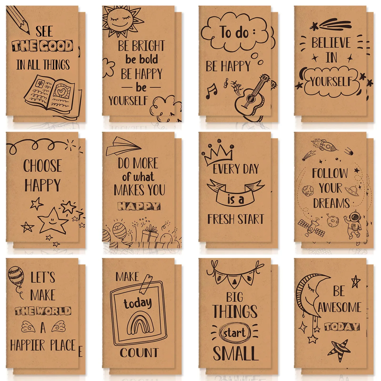 Zonon 24 mini quaderni colorati, divertenti diari motivazionali, quaderni ispiratori, piccoli quaderni tascabili, per bambini, insegnanti, scuola, ufficio, regalo, premi sfusi, forniture da viaggio