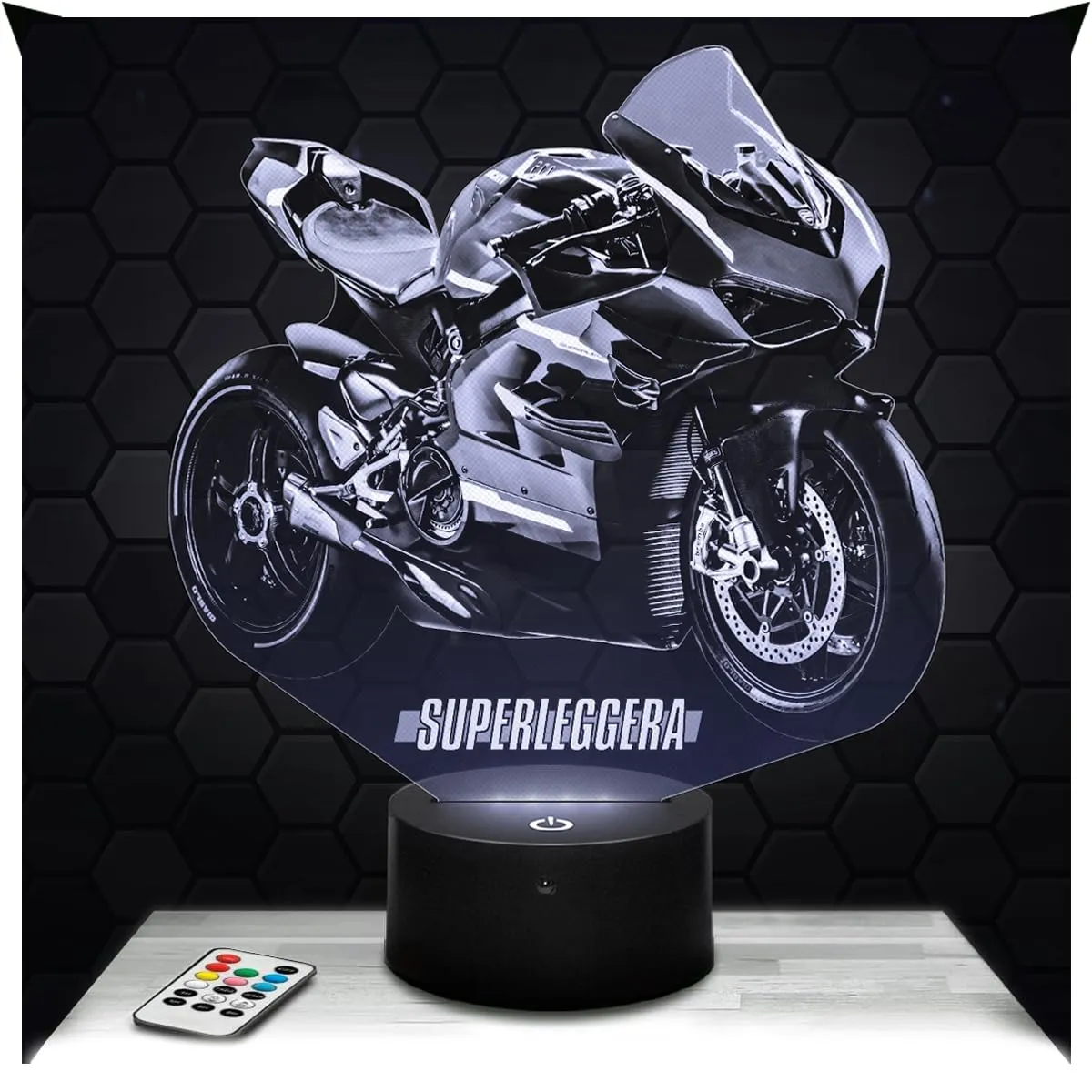 Lampephoto.fr - Lampada 3D Moto V4 Superleggera V Decorazione Motard, Idea Regalo Uomo oggetto Moto V4 Superleggera V Luce Notturna Tattile, Decorazione Camera, Idea Regalo Originale per Natale TOP