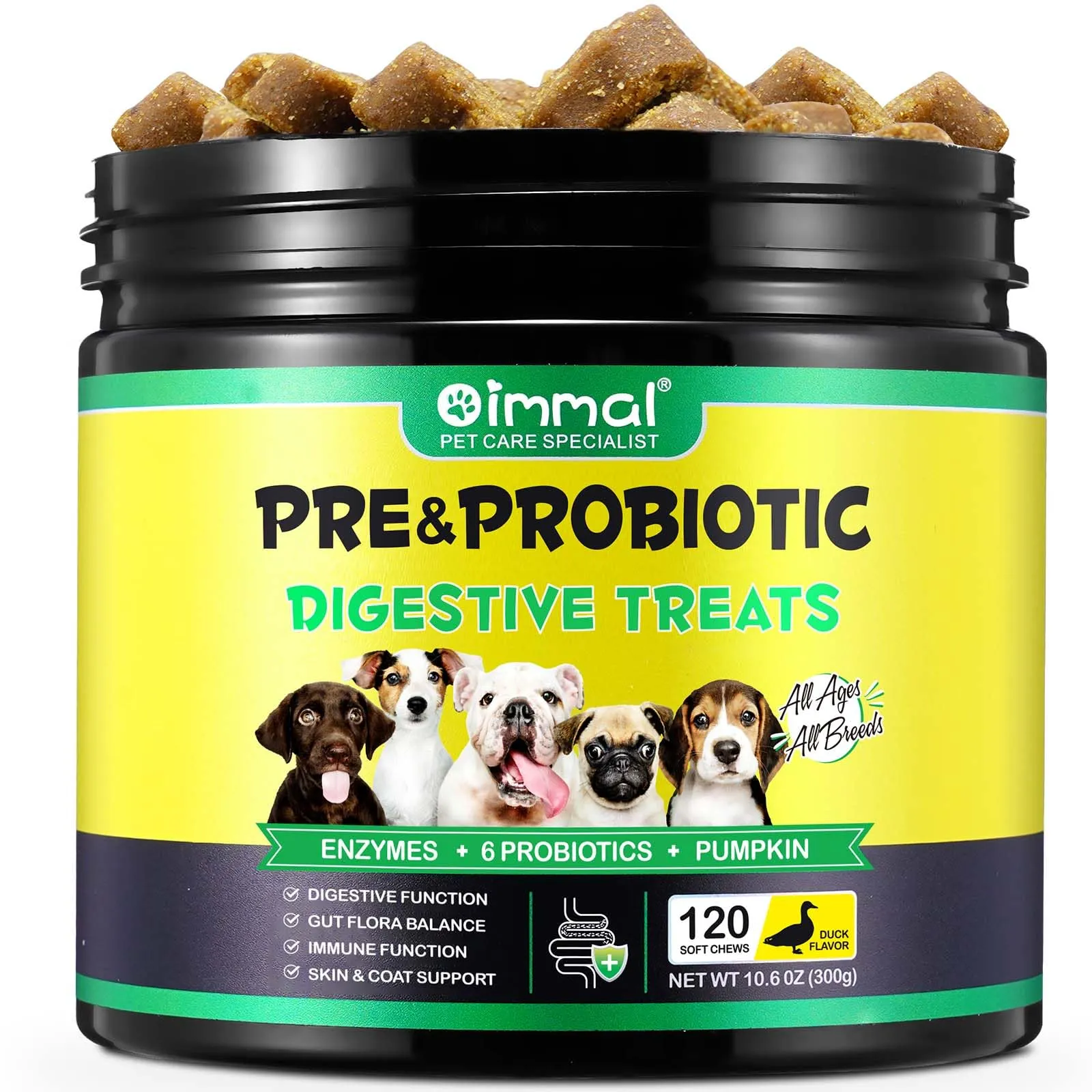 Probiotici Per Cani, Probiotico Digestivo per Cani Enzimi Digestivi, Sistema Immunitario e Supporti per la Salute Generale, Flora Intestinale, Sollievo dal Prurito Allergico