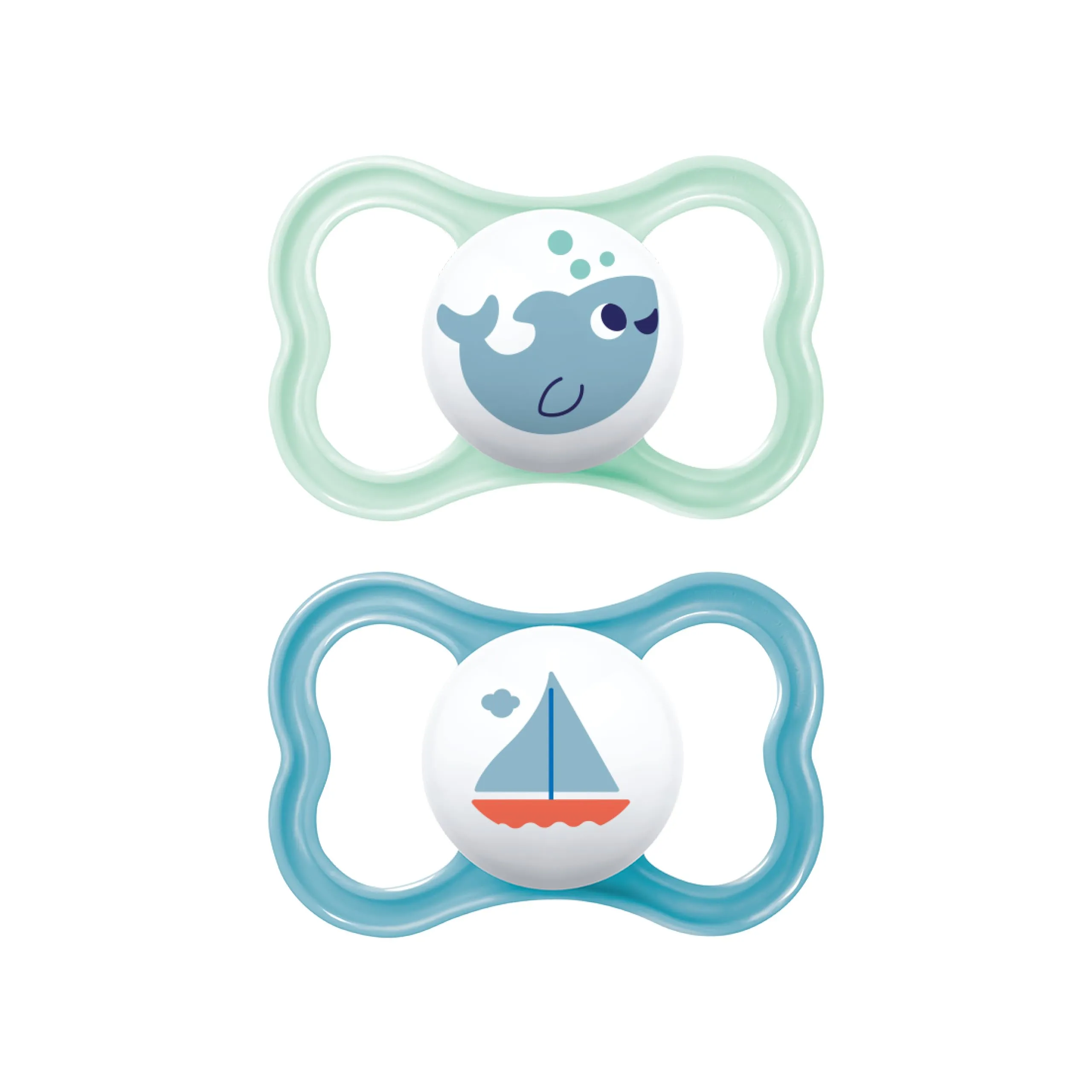 MAM Air Ciuccio in Set da 2, in Silicone Skinsoft con Custodia Porta Succhietto, 16+ Mesi, Azzurro