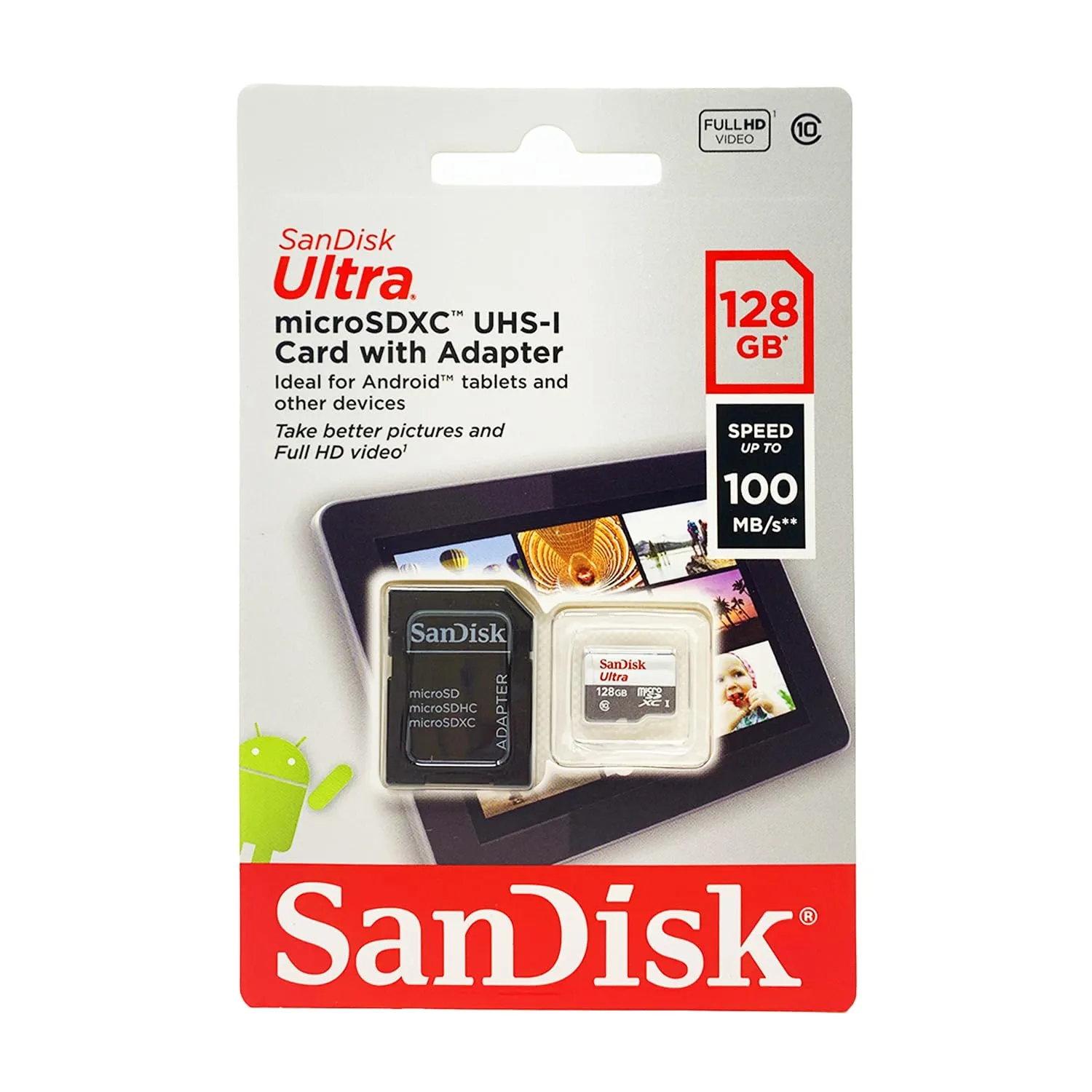 SANDISK ULTRA MICROSDXC 128GB + SD ADAPTER 100MB/S CLASS 10 UHS-I - Tablet Packaging