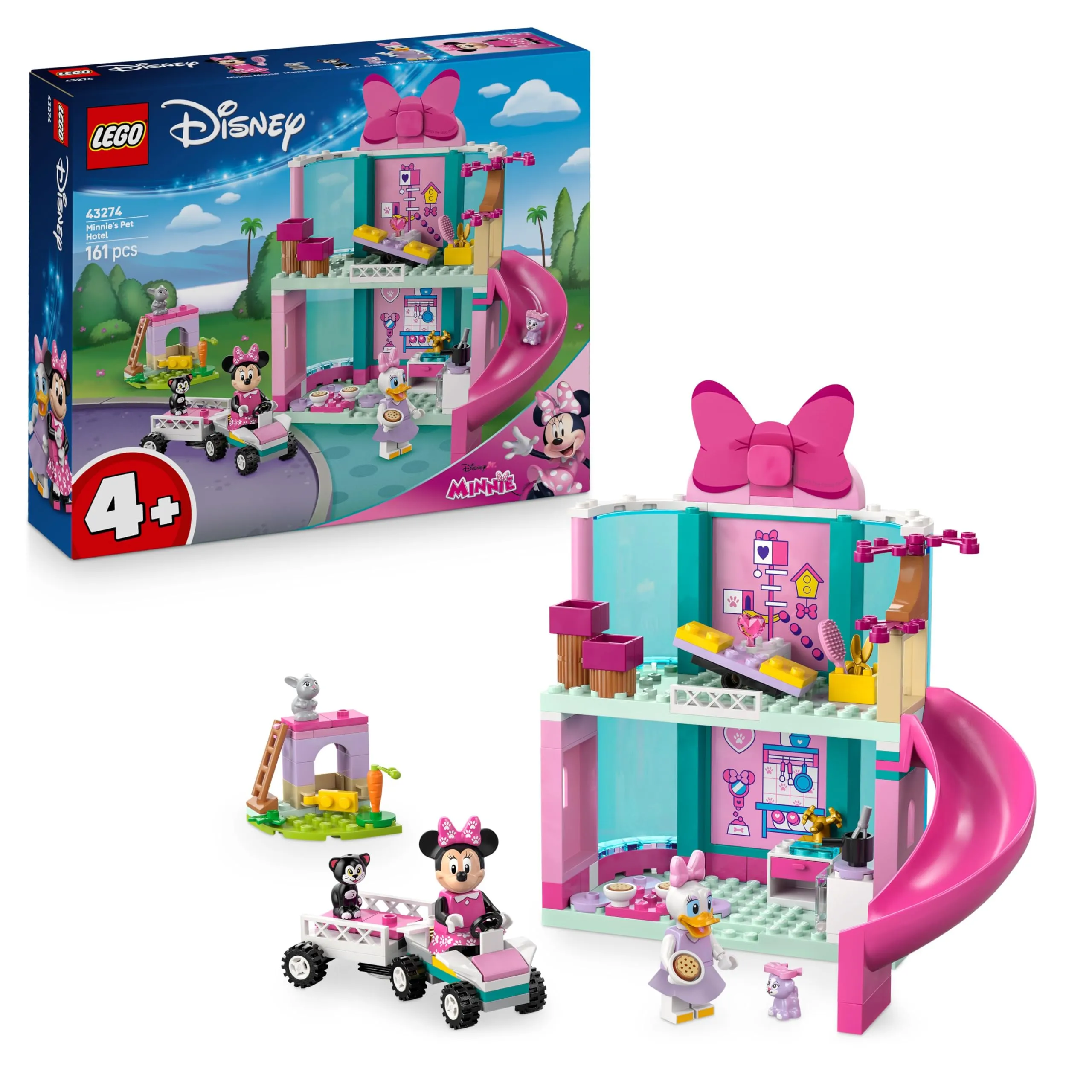 LEGO ǀ Disney L’Hotel degli Animali di Minni - Giocattolo con le Mini Bamboline di Minnie Mouse, Paperina e 3 Cuccioli - Regalo per Bambine da 4 Anni Fan di La Casa di Topolino - 43274