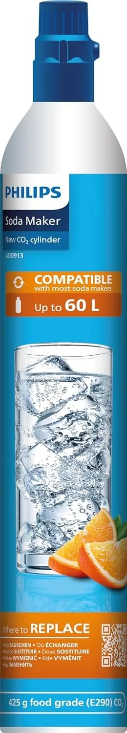 Philips Water ADD913/10 Bombola CO2 per gasatori d'Acqua, Acciaio Inox