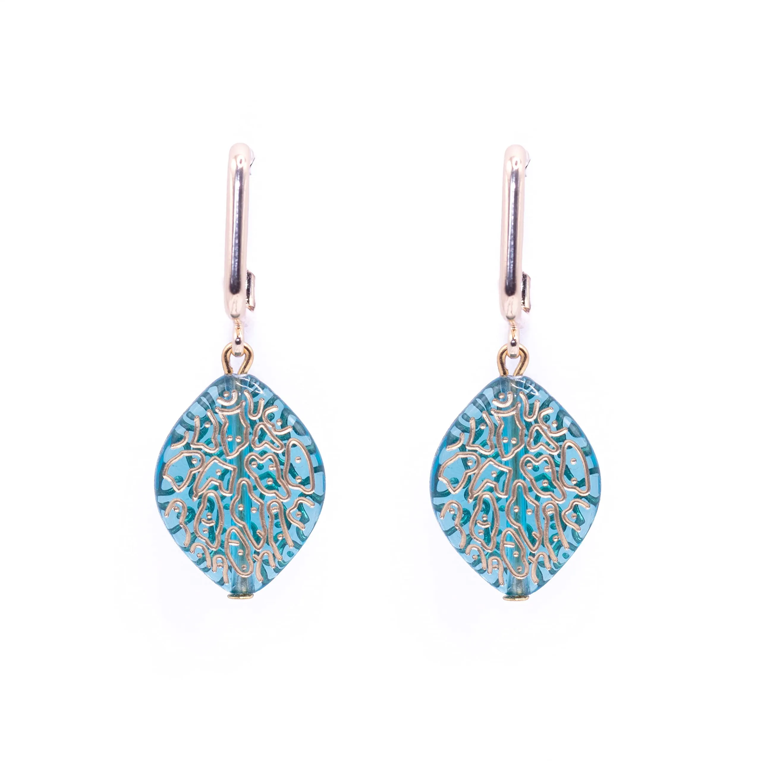 NILUXE DESIGN - Orecchini Donna Placcati in Oro 14k con Ciondolo in Acrilico - Orecchini Pendenti Donna Dorati in Resina - Belli da Indossare e Ideali da Regalare