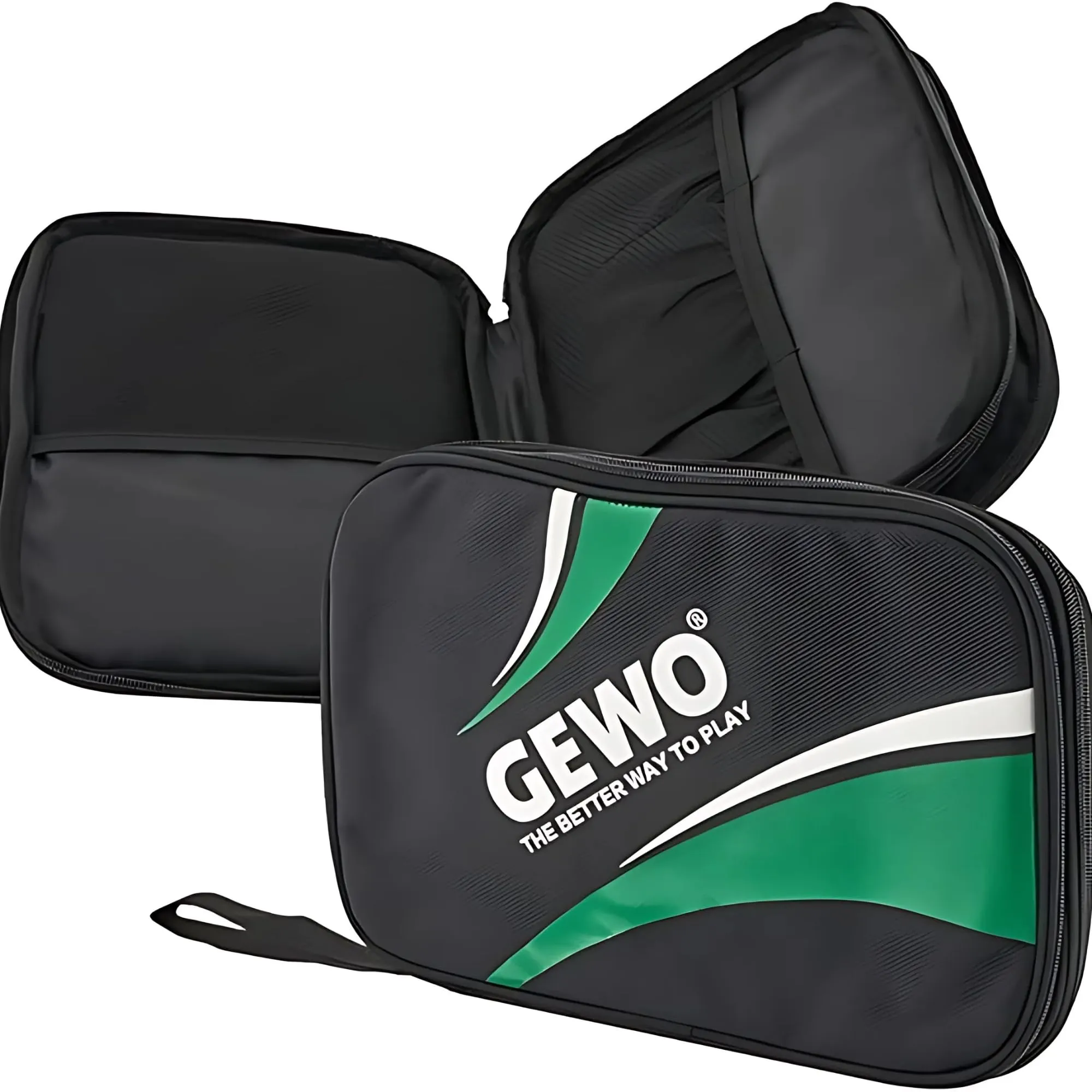 GEWO Unisex – Adulti Master Tavolo da Ping Pong Doppia Custodia, Nero/Verde, 32 x 23 x 3 cm