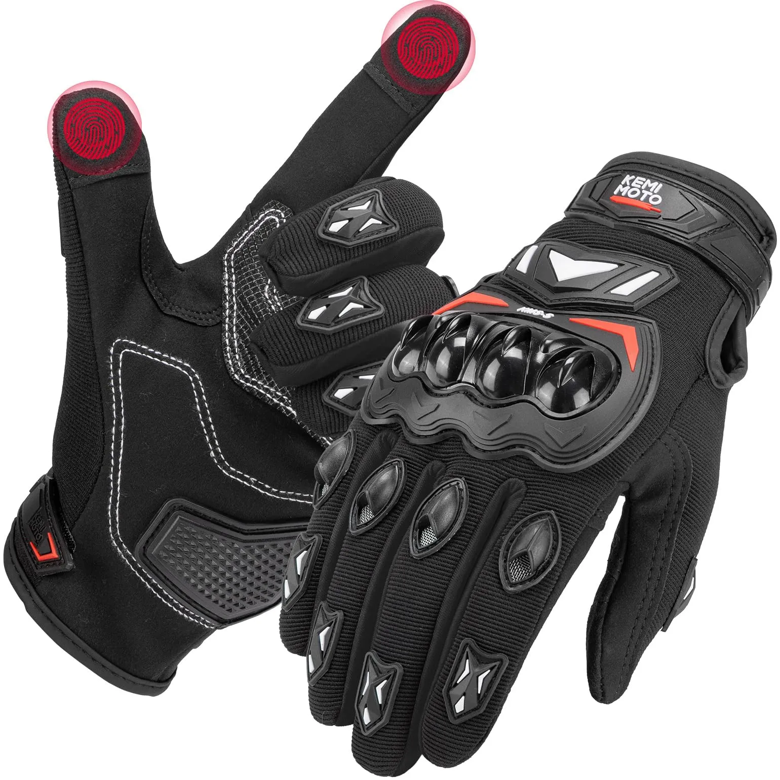 KEMIMOTO Guanti Moto Estivi, Guanti da Motociclismo Touchscreen per Uomo e Donna con Protezione Nocche Rigide, Ideali per Sport, Ciclismo, Scooter e Attività all'Aperto