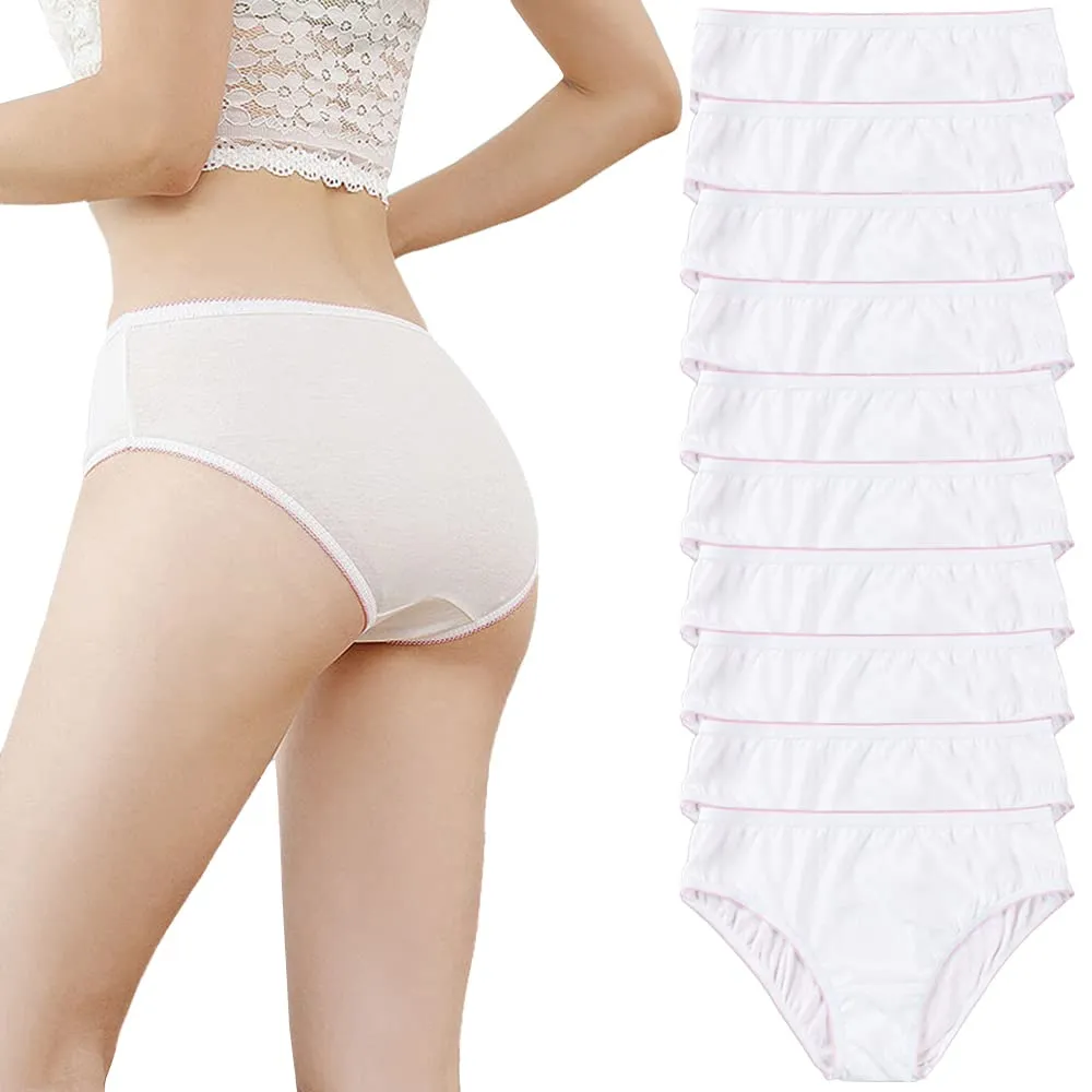 Sunvivid 10 Paia Slip USA e Getta Donna Cotone Biancheria Intima Monouso Ideale per Mutande Post Parto USA e Getta, Slip Monouso, Viaggiare, Dopo Parto, Maternita' Emergenza