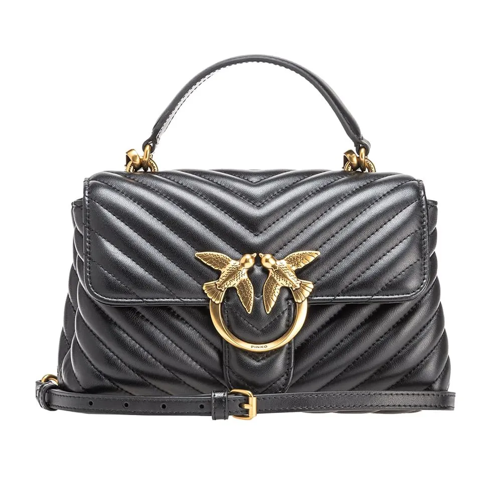 Pinko, LOVE LADY PUFF MINI CL SHEEP N Donna, Z99Q_NERO-ANTIQUE GOLD, One size