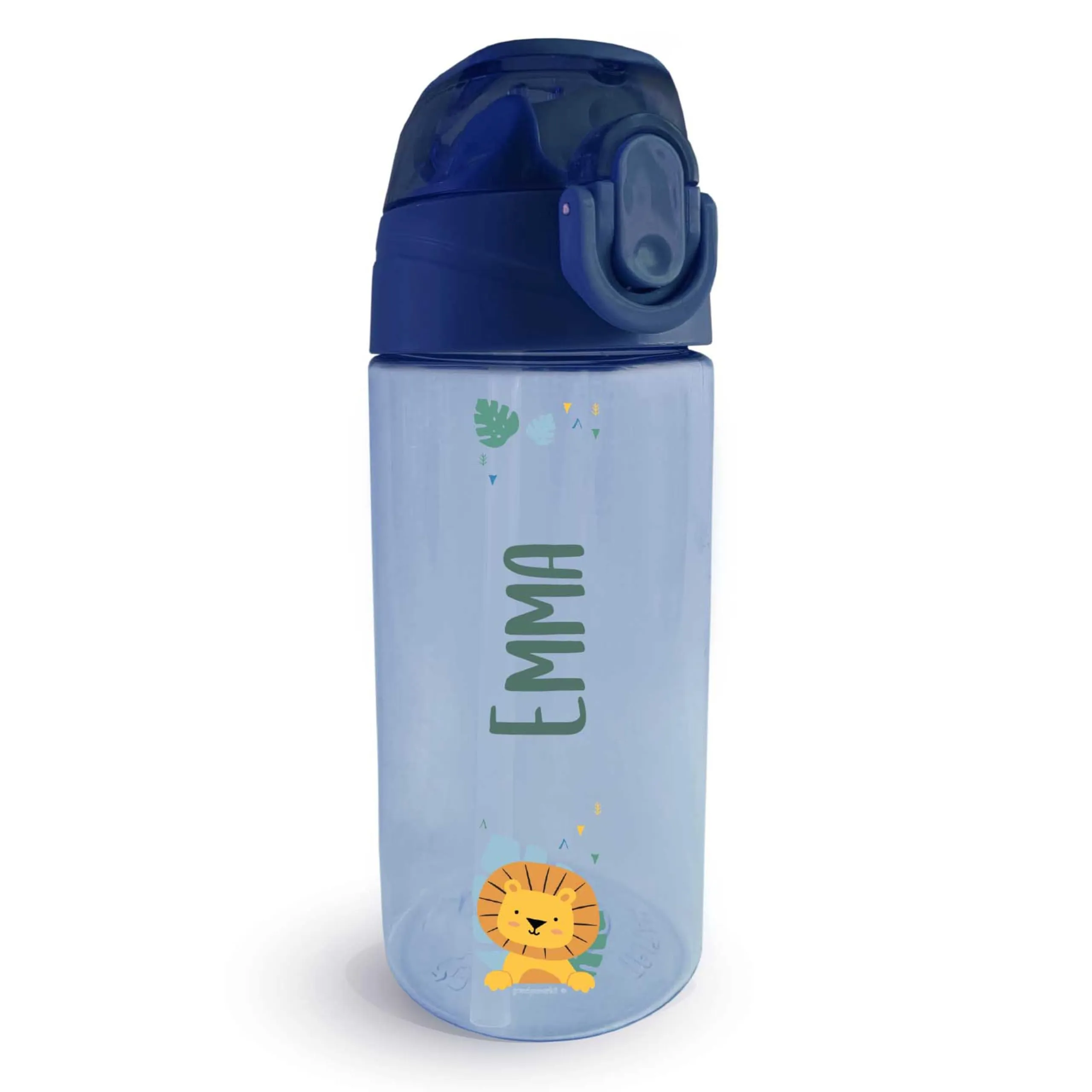 Stellasticker - Borraccia Personalizzata per Bambini con nome e un’icona - Ideale fuori casa, in gita, a scuola. Senza BPA. Lavabile in lavastoviglie, spazzola inclusa. 450 ml. (Blu scuro)