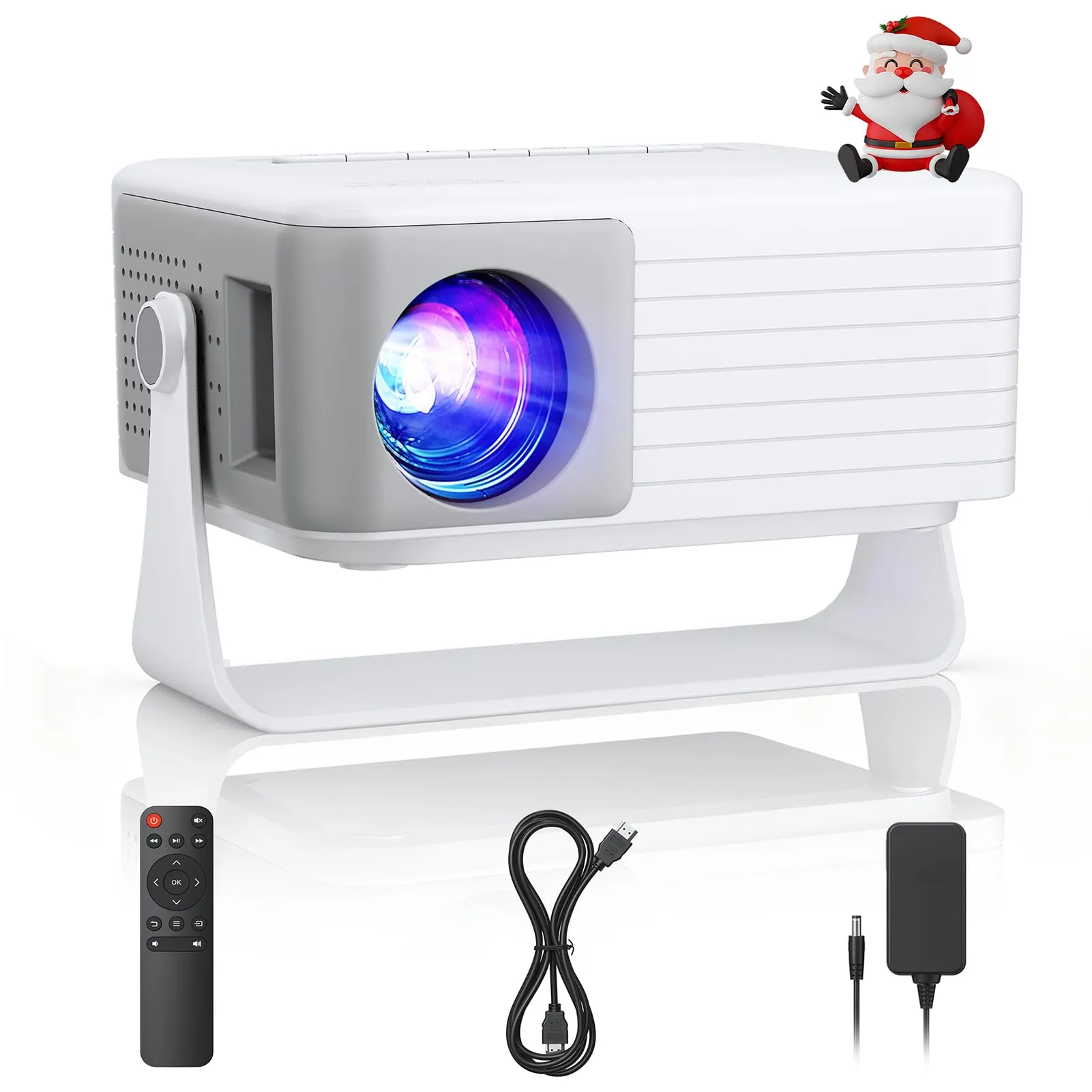 Mini Proiettore, AKIYO O1 Proiettore Portatile 15000 Lumens, 2025 Upgraded Videoproiettore 4K Supporto Full HD 1080P, Auto Keystone, Zoom 50%, Rotabile 360°, per Phone/TV Stick/HDMI/USB/TF