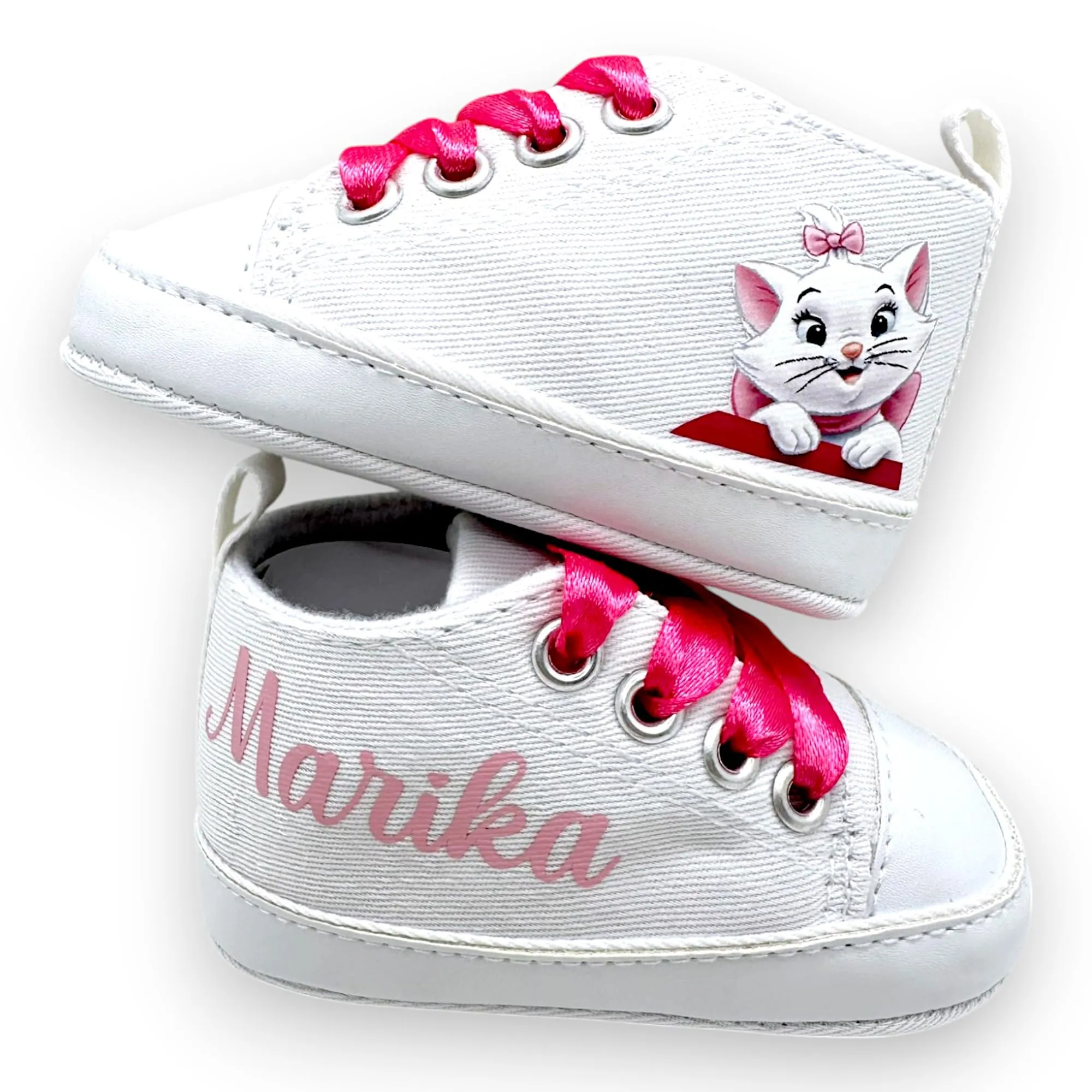 LulluLab Scarpine Neonato personalizzate con nome, primi passi, ottima idea regalo. (Minou 0-3 mesi)