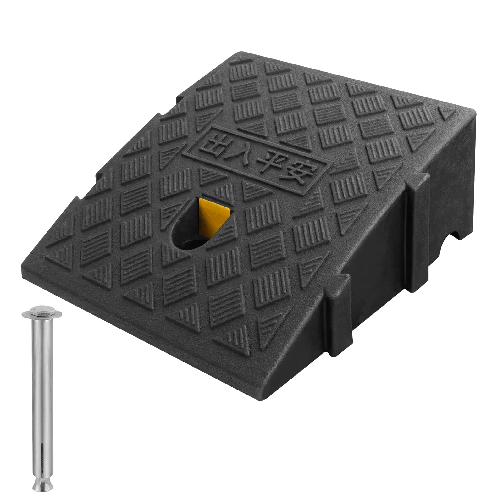 Rampa marciapiede in plastica 1 pezzi rampa per scalino sedie a rotelle scooter moto (Nero, 25×27×13cm)