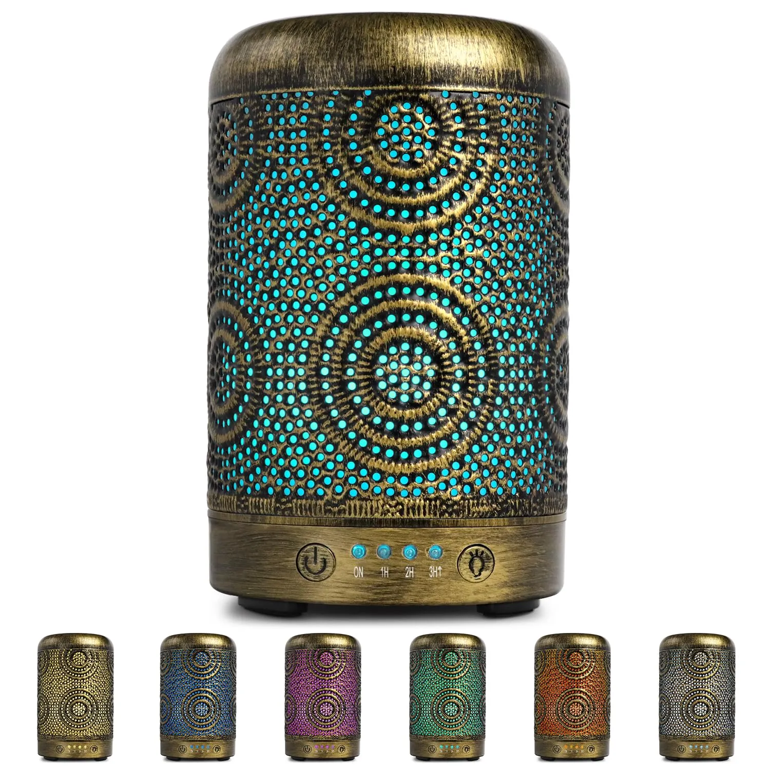 SALKING Diffusore di Oli Essenziali, 100ml Metallo Diffusore di Aromi, Ultrasuoni Aromaterapia Diffusore con 7 Colori LED Luce Notturna, Diffusore per Oli Essenziali Senza BPA, Profumazione Ambiente