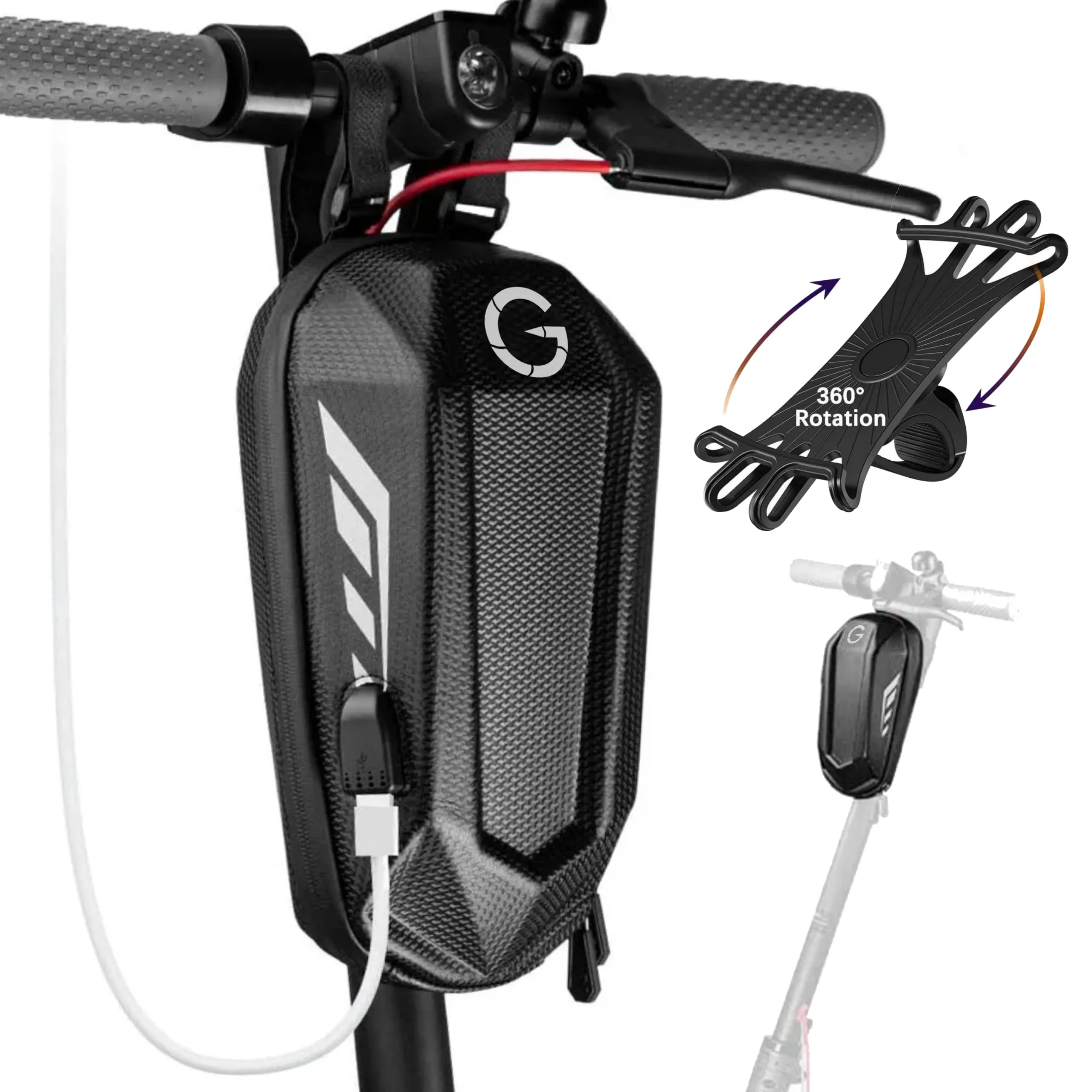 GRINADA® Borsa Monopattino Elettrico Con USB 2l 3l Accessori Monopattino Borsello Zaino Portaoggetti Marsupio Compatibile Con Monopattino Elettrico Xiaomi Ninebot Ducati Kickscooter Front Bag