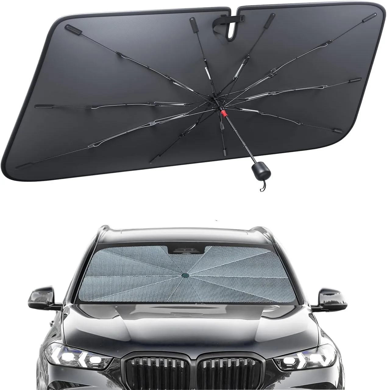 Parasole Auto -Ombrello Parasole Pieghevole per Parabrezza Interni Macchina,Schermo Anti-Uv per Automobile, Telo Proteggi Cruscotto Copriparabrezza dal Sole per auto medio/grandi