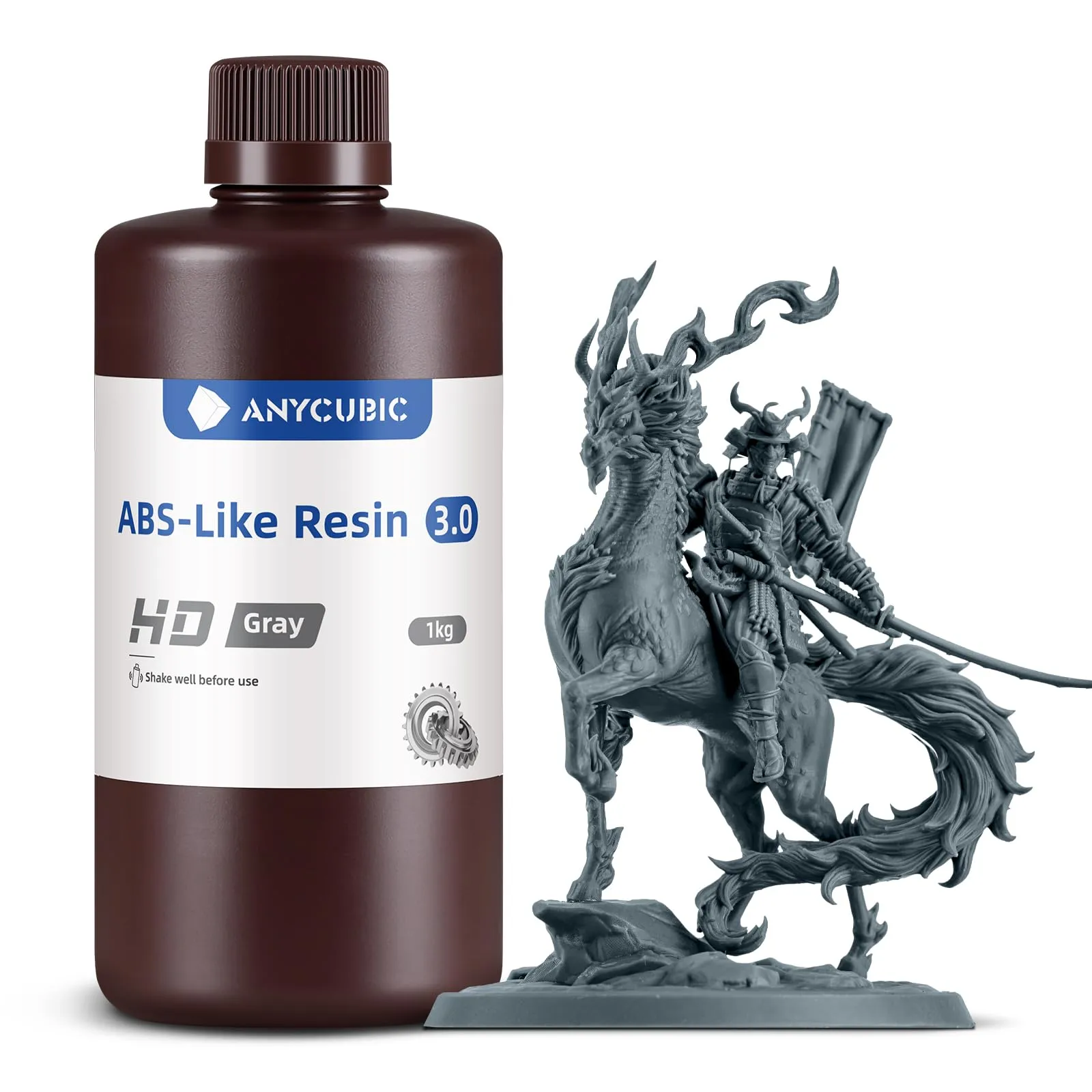 ANYCUBIC ABS-Like Resin 3.0, Resina per Stampanti 3D con Eccellente Durezza e Tenacità, Alta Precisione per Stampanti 3D a Resina, HD-Grigio 1000g