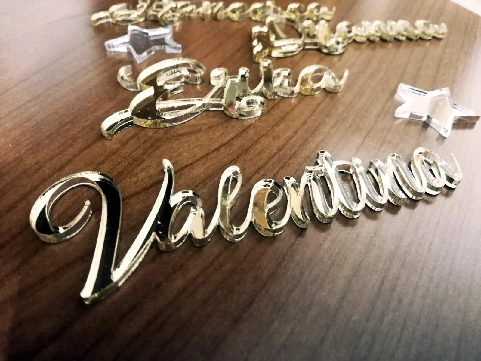 10 Nomi segnaposto in vetro acrilico specchiato o plexiglass colorato