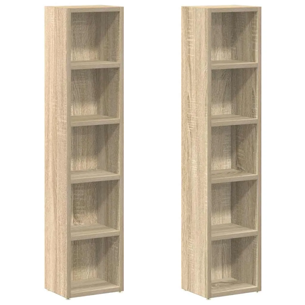 vidaXL Porta CD, Set da 2, 21x16x93,5 cm, Legno ingegnerizzato Rovere Sonoma, Vetrina con Scomparto, Mobile Contenitore Soggiorno, Libreria, Conservazione CD, Organizer multimediale