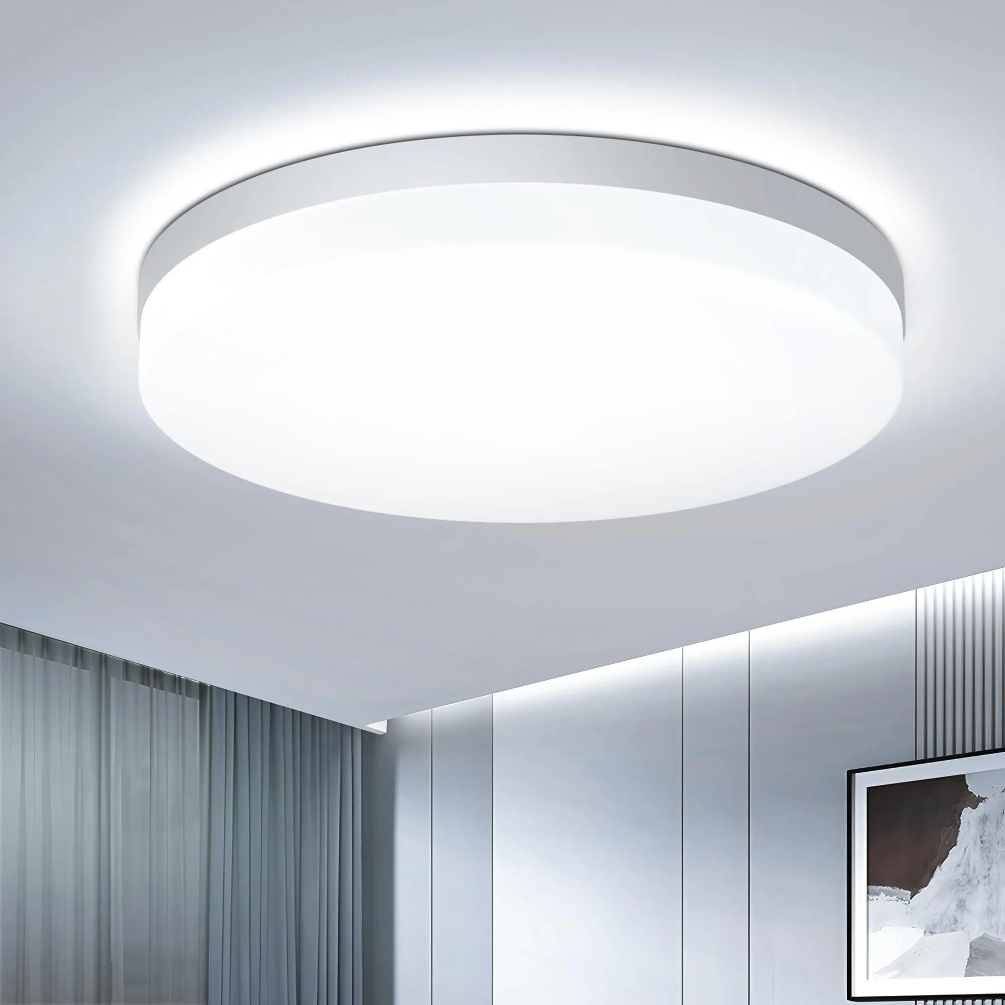 EASY EAGLE Plafoniera LED Soffitto 48W, Lampada da Soffitto LED 6500K 4800LM Plafoniera Bagno Rotonda Ø30CM Plafoniere da Ufficio Luce Soffitto per Camera da Letto, Cucina, Soggiorno, Balcone