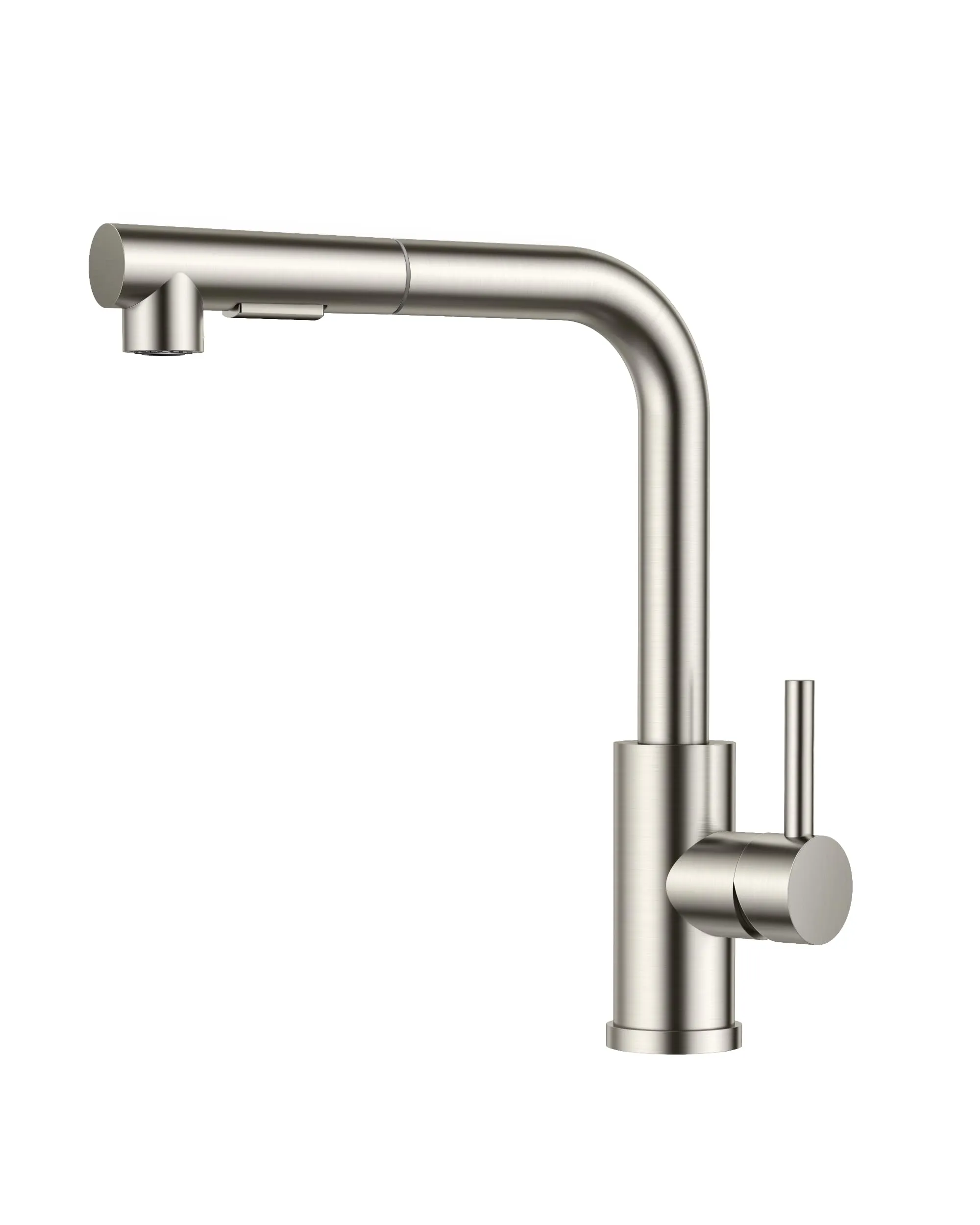 FORIOUS Rubinetto Lavello Cucina, Miscelatore Cucina con Doccetta Estraibile, 2 Tipi di getto e Girevole a 360°, A forma di L Acciaio Inox Maniglia Singola Rubinetto Miscelatore