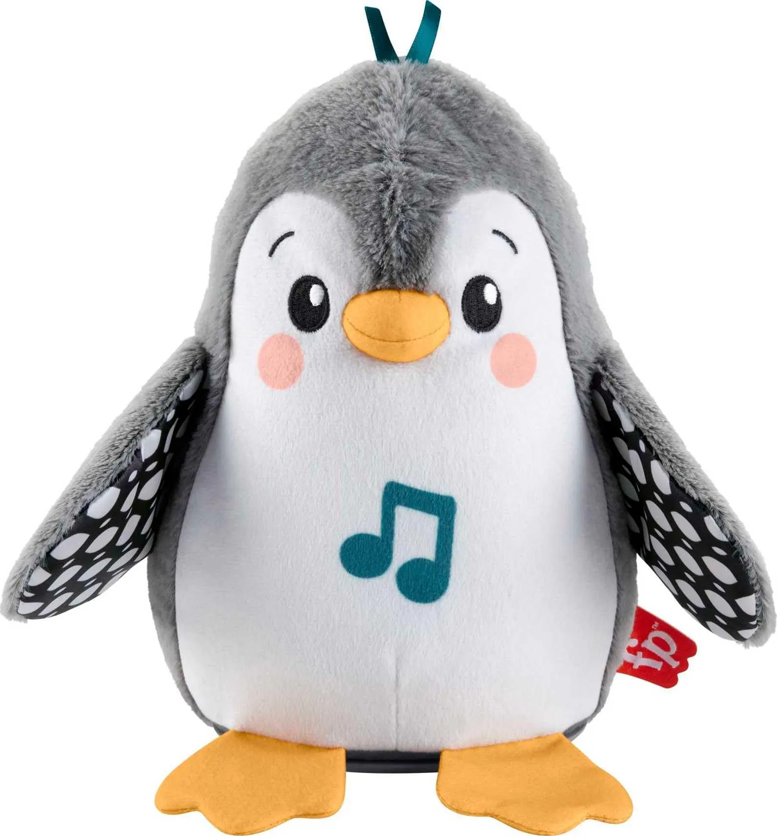 Fisher-Price - Pinguino Dolci Coccole, peluche sensoriale con musica e ali che si muovono, per il gioco interattivo da distesi sul pancino, giocattolo per bambini, 0+ anni, HNC10