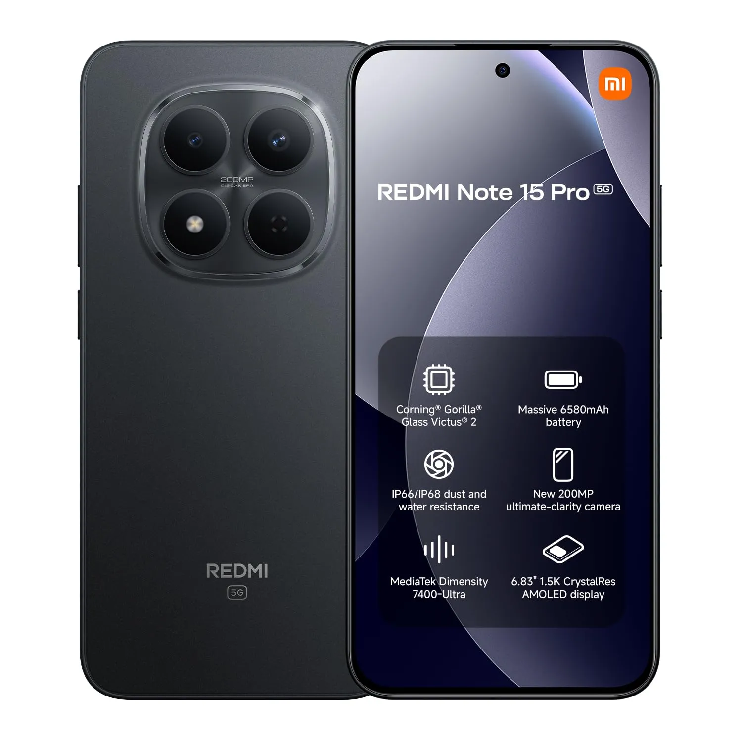 Redmi Note 15 Pro 5G 8+256 Black (No power adapter included)