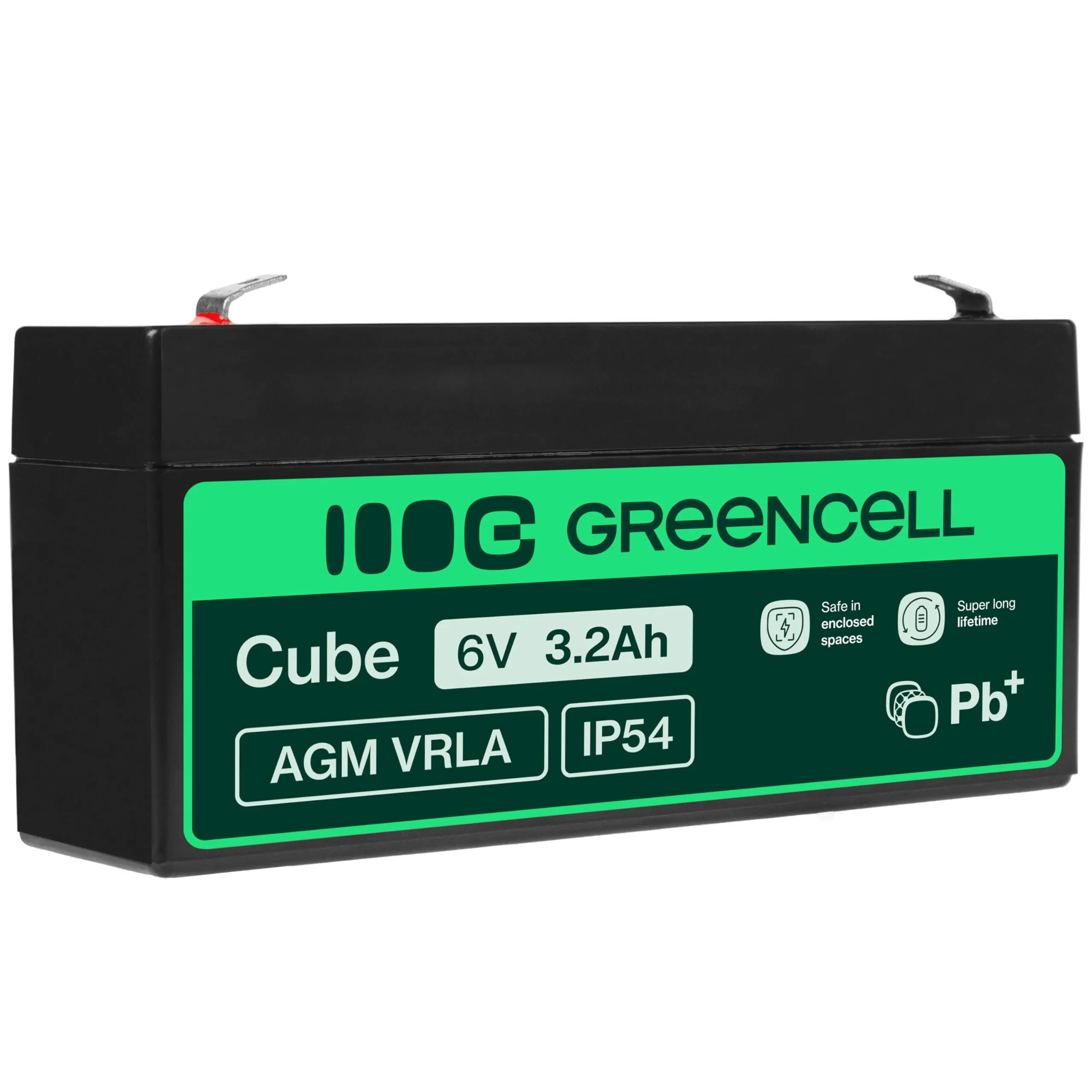 Green Cell Batteria AGM 6V 3,2Ah ricaricabile sigillata VRLA | Per UPS, allarmi, giocattoli elettrici, impianti solari, scooter, backup e uso ciclico senza manutenzione
