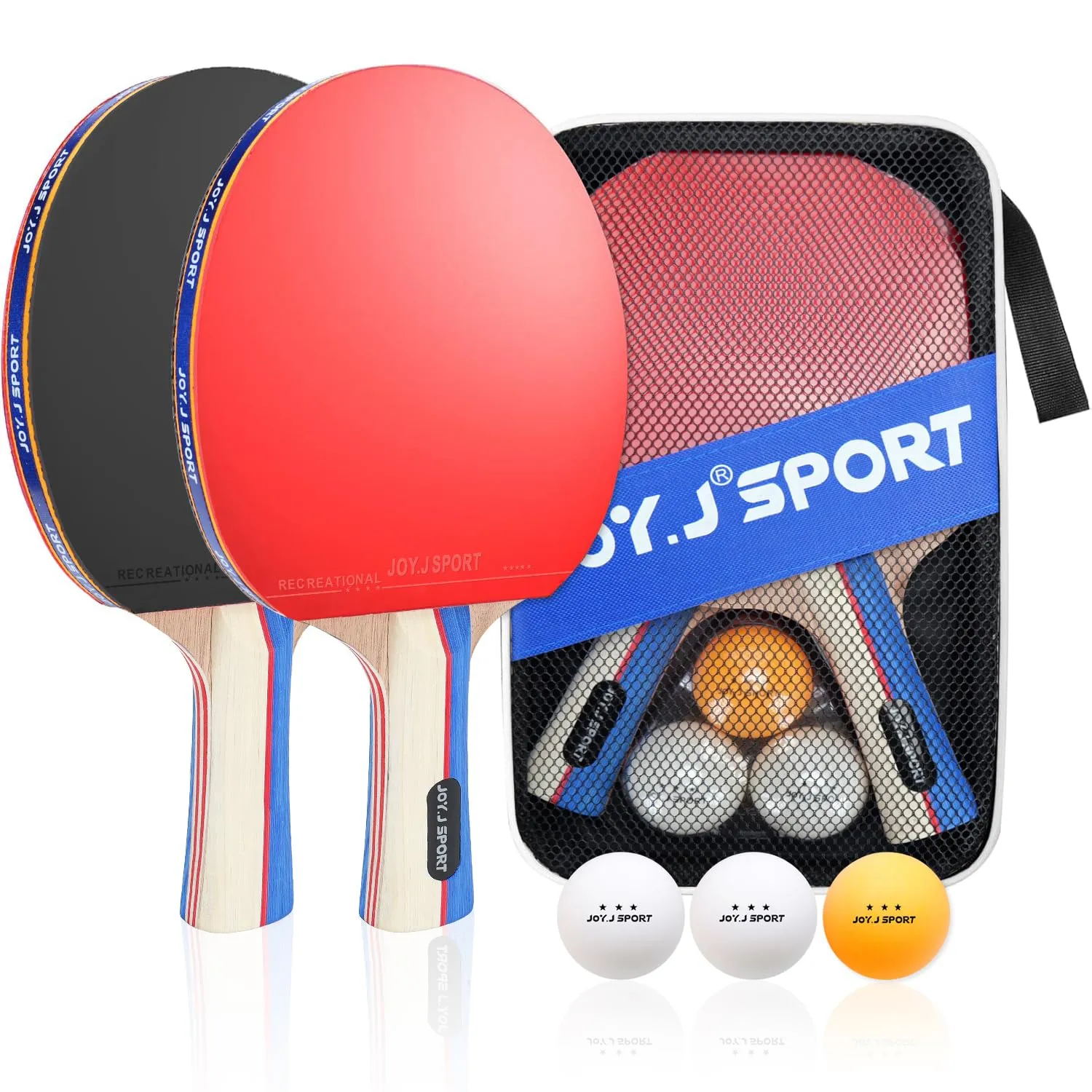 2 Racchetta Ping Pong, Racchette Ping Pong Professionale, Set da Ping-Pong | Maniglia Antiscivolo Svasata | Spugna ad Alta Elasticità 2mm | Lama in Legno di Pioppo a 7 Strati