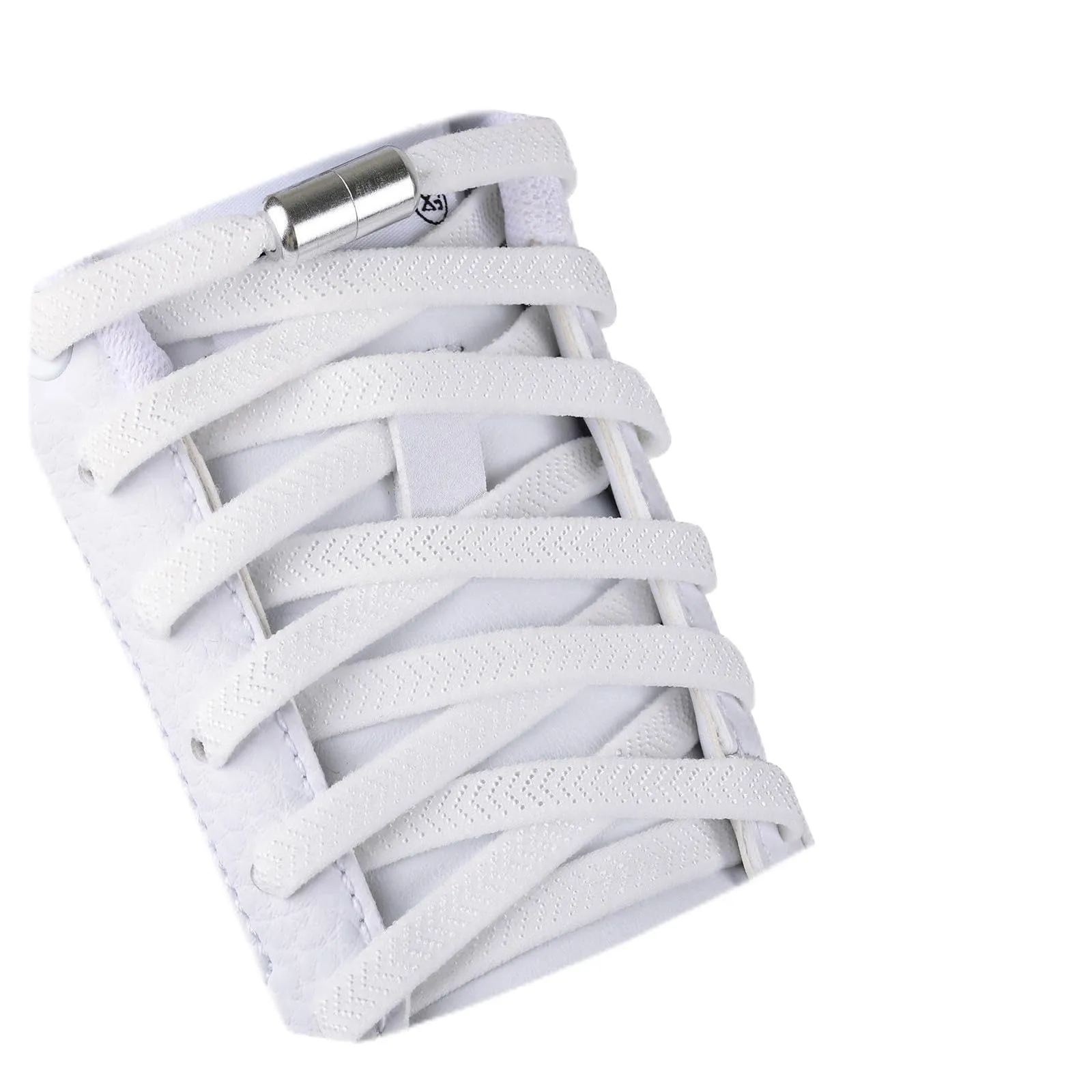 Olukssck 2 Paia Elastici Lacci con Chiusura in Metallo, No Tie Lacci Delle Scarpe Lacci Senza Nodo per Scarpe da Ginnastica,Scarpe da Corsa, Scarpe Casual(100cm), Bianco