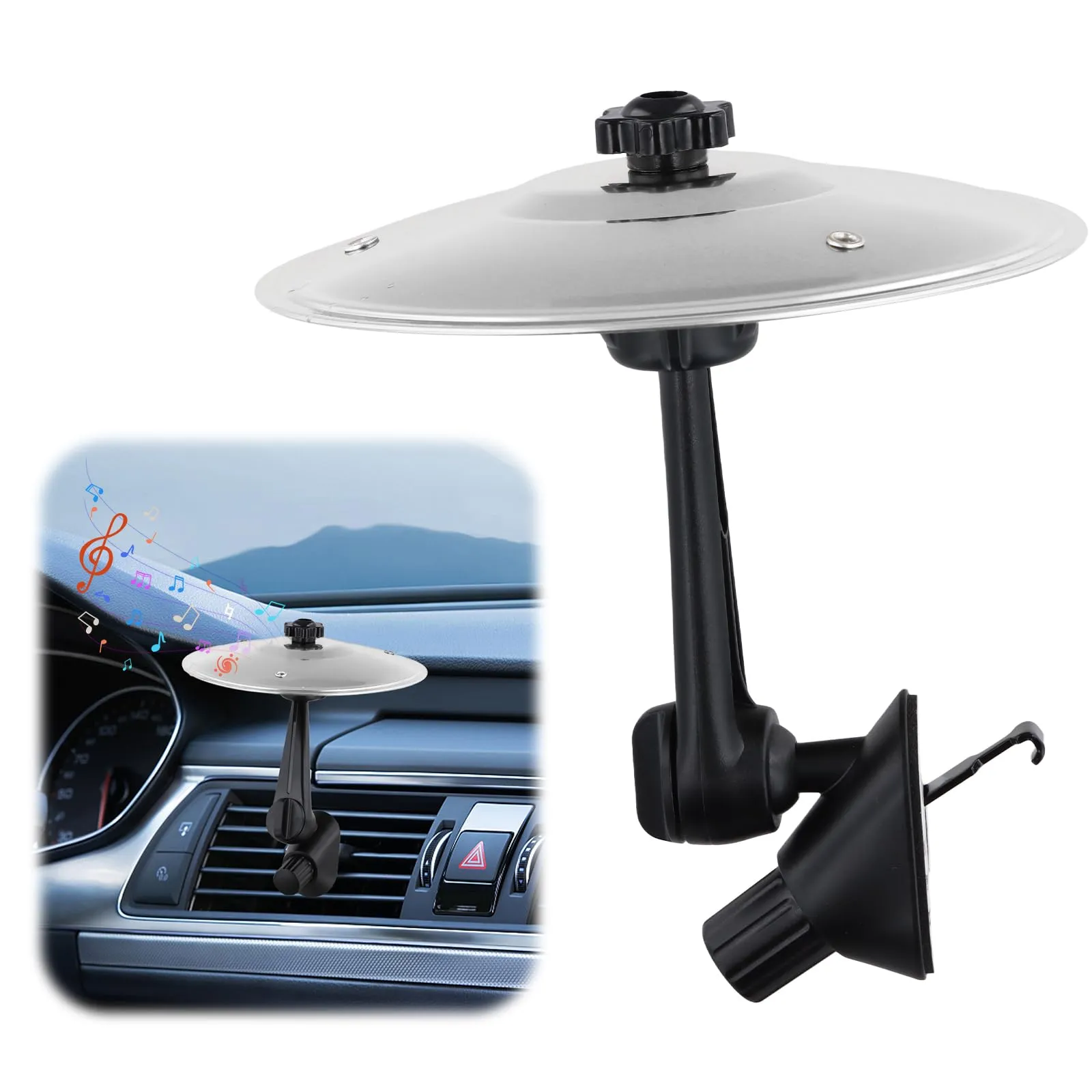 Piatti Crash per Auto, Regolabili a 360°, 2 Teste Girevoli, 14 cm Car Crash Cymbal, Mini Piatto per Batteria Musica Per Bocchette Di Ventilazione Auto, Strumenti Musicali Decorazioni