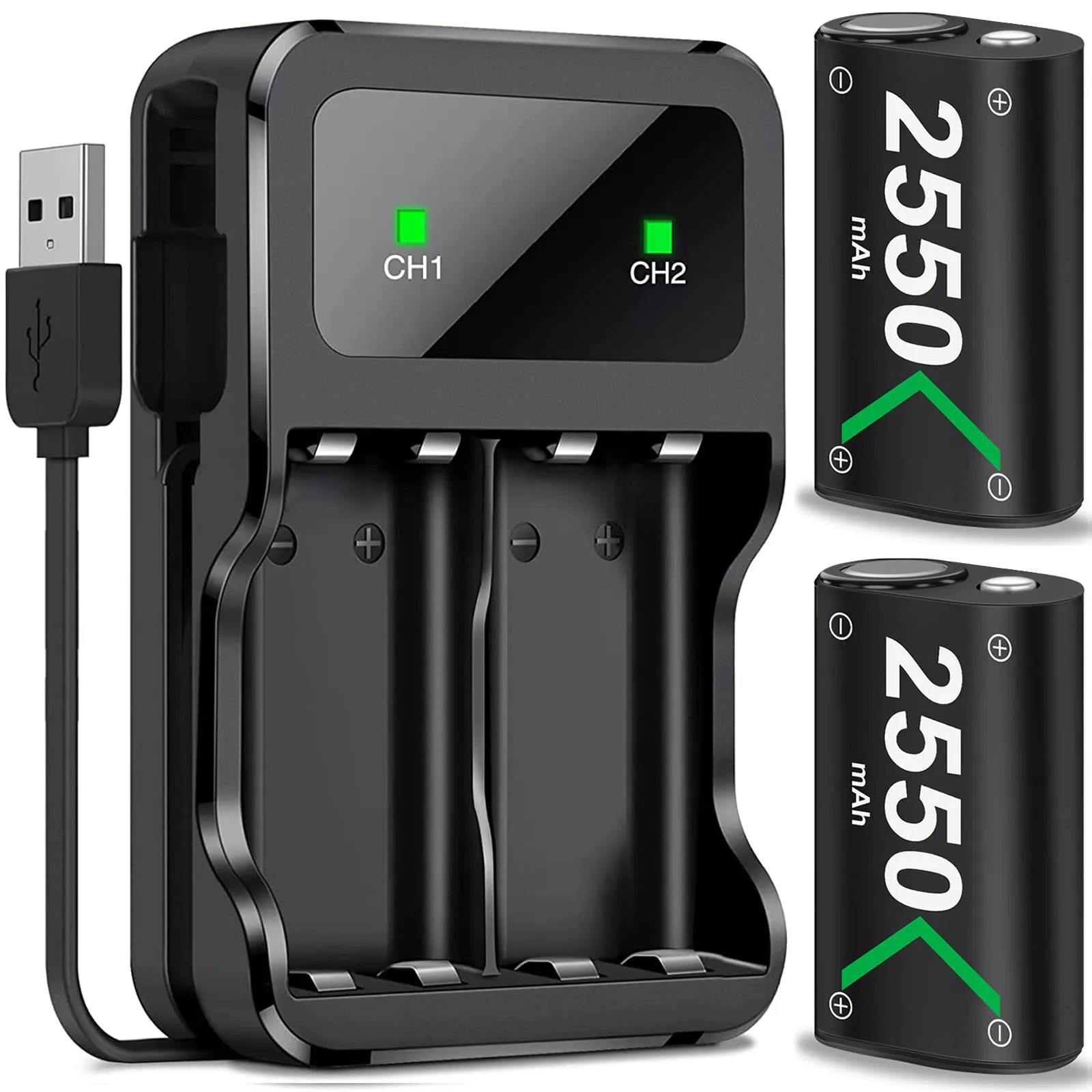 Xbox Controller Batteria Ricaricabile 4 x 3600mWh Ricarica Rapida 2,5 Ore con Interfaccia Type-C per Xbox Series X/S/One/One S/X/Elite