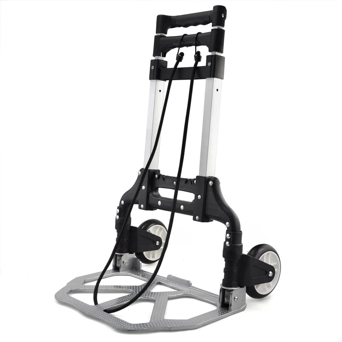 Yaheetech Carrello Portapacchi Pieghevole Carrellino Salvaspazio con Ruote in Lega di Alluminio Asta Telescopica Portata 75 kg