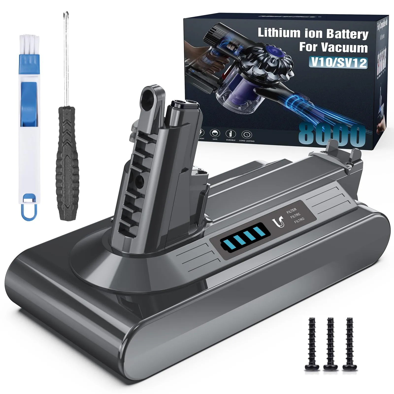 Morpilot Batteria per Dyson V10 SV12 8000mAh Dyson V10 SV12 Batteria per Cyclone V10 Animal V10 Absolute V10 Motorhead V10 Fluffy Aspirapolvere