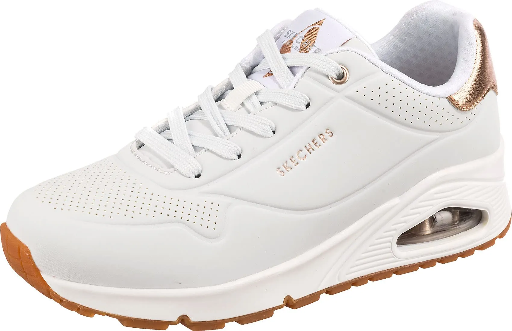 Skechers Uno - Golden Air, Sneakers Donna, Bianco White Black Gold, 39 EU