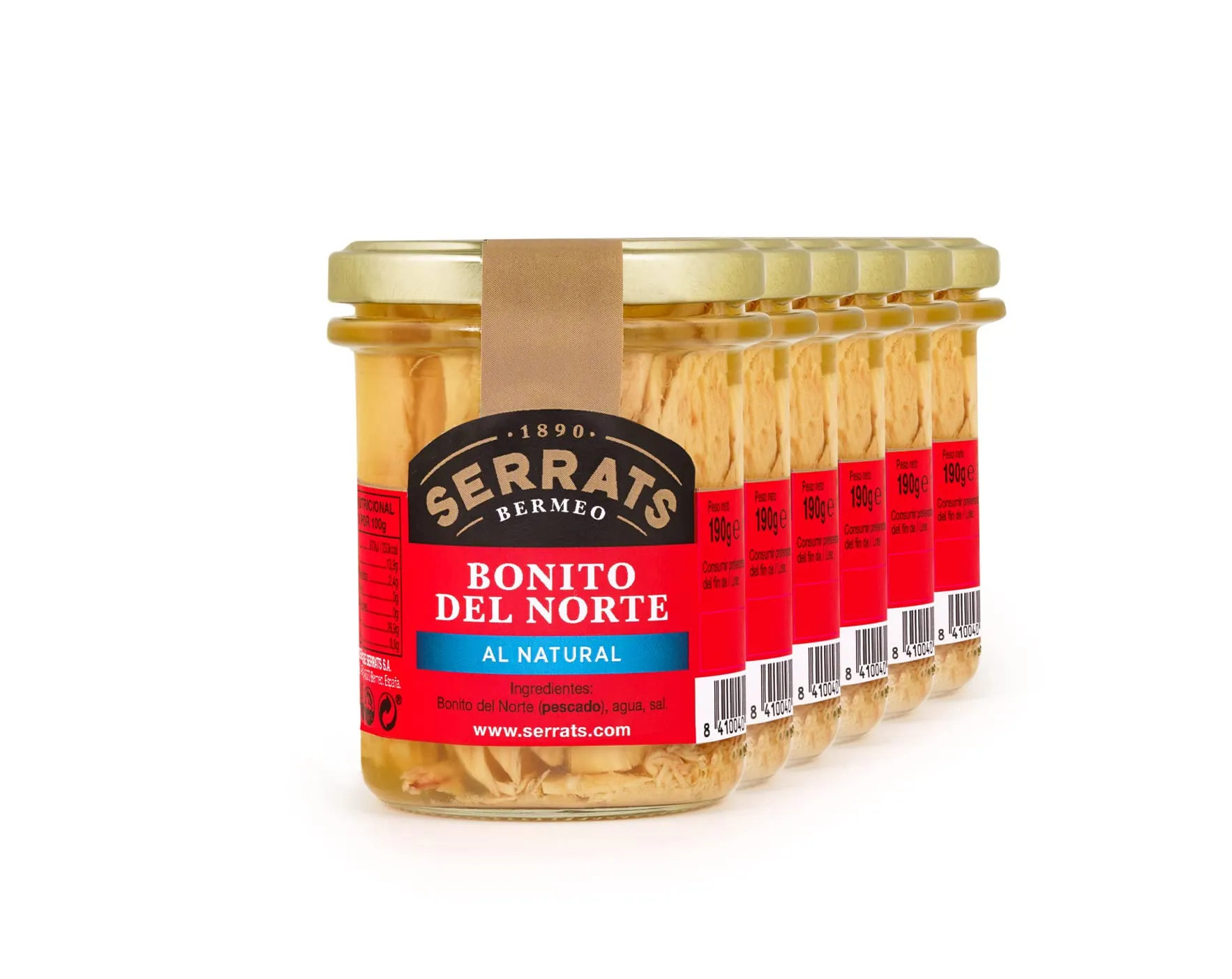 6 Unità - SERRATS - Tonno Bianco al Naturale 190g