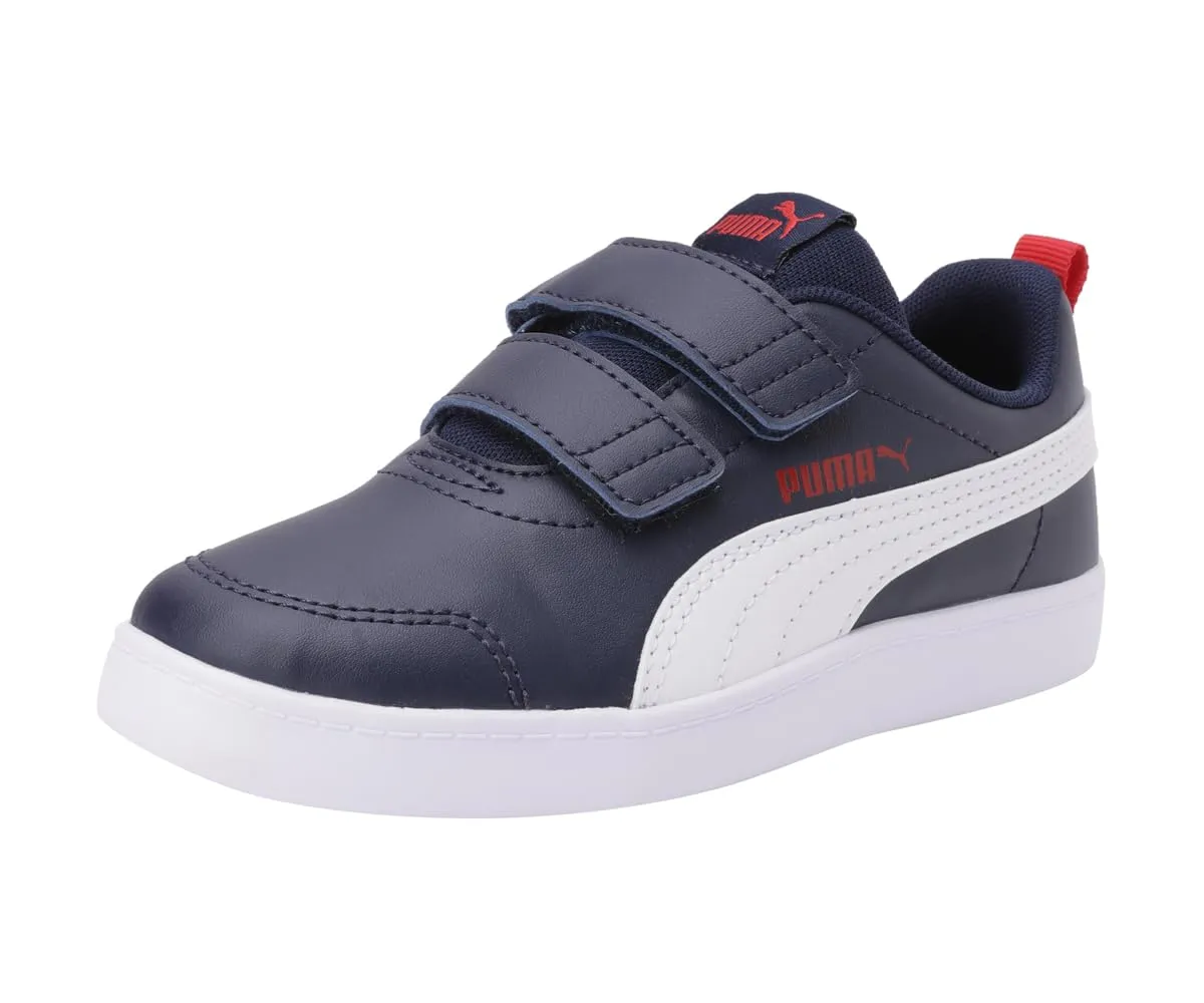 PUMA Courtflex V2 V Inf, Sneaker Unisex-Bimbi 0-24, Peacoat High Risk Red, 25 EU