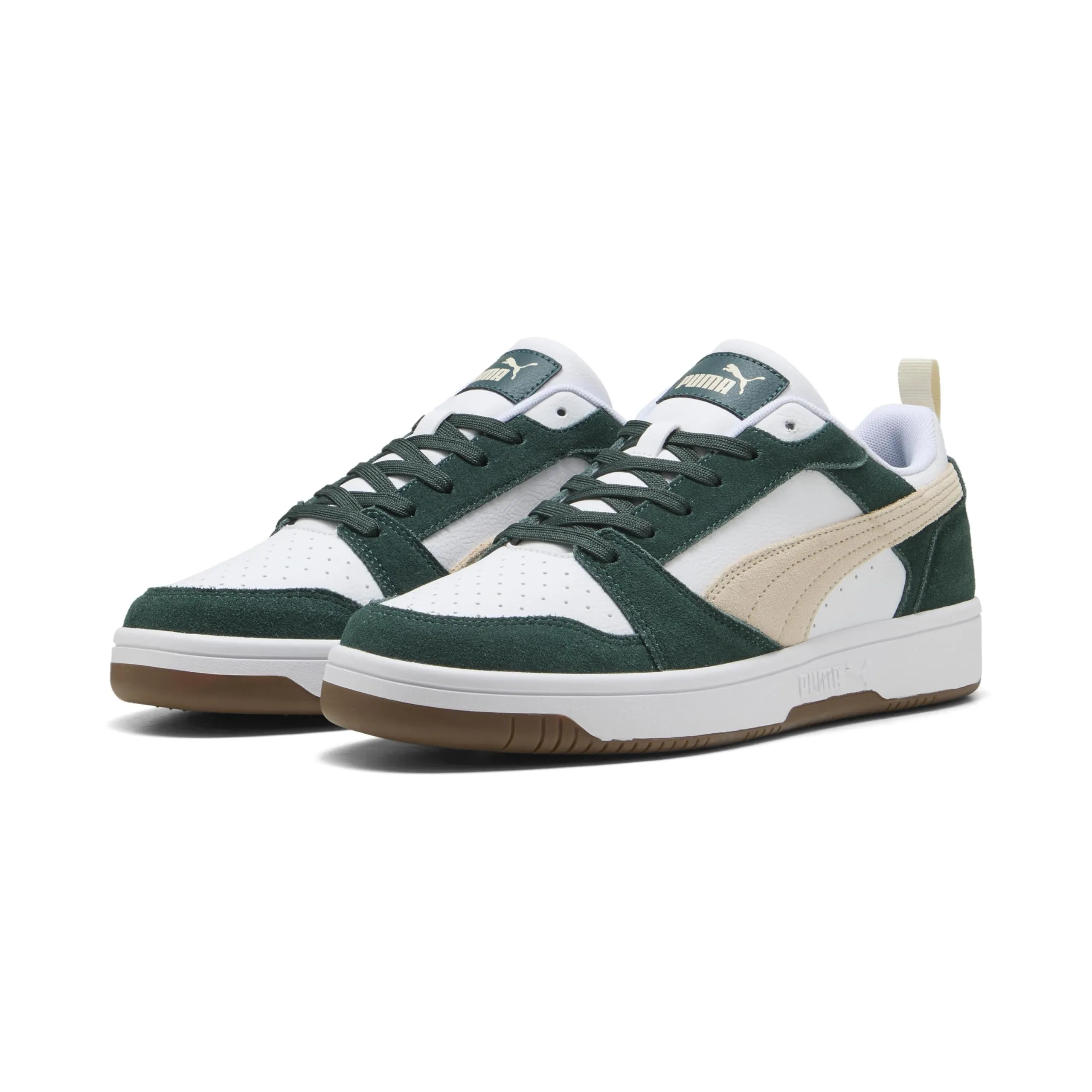 PUMA Rebound V6 Low SD, Scarpe da Ginnastica Unisex-Adulto, Green Terrain Alpine Snow White, 44 EU