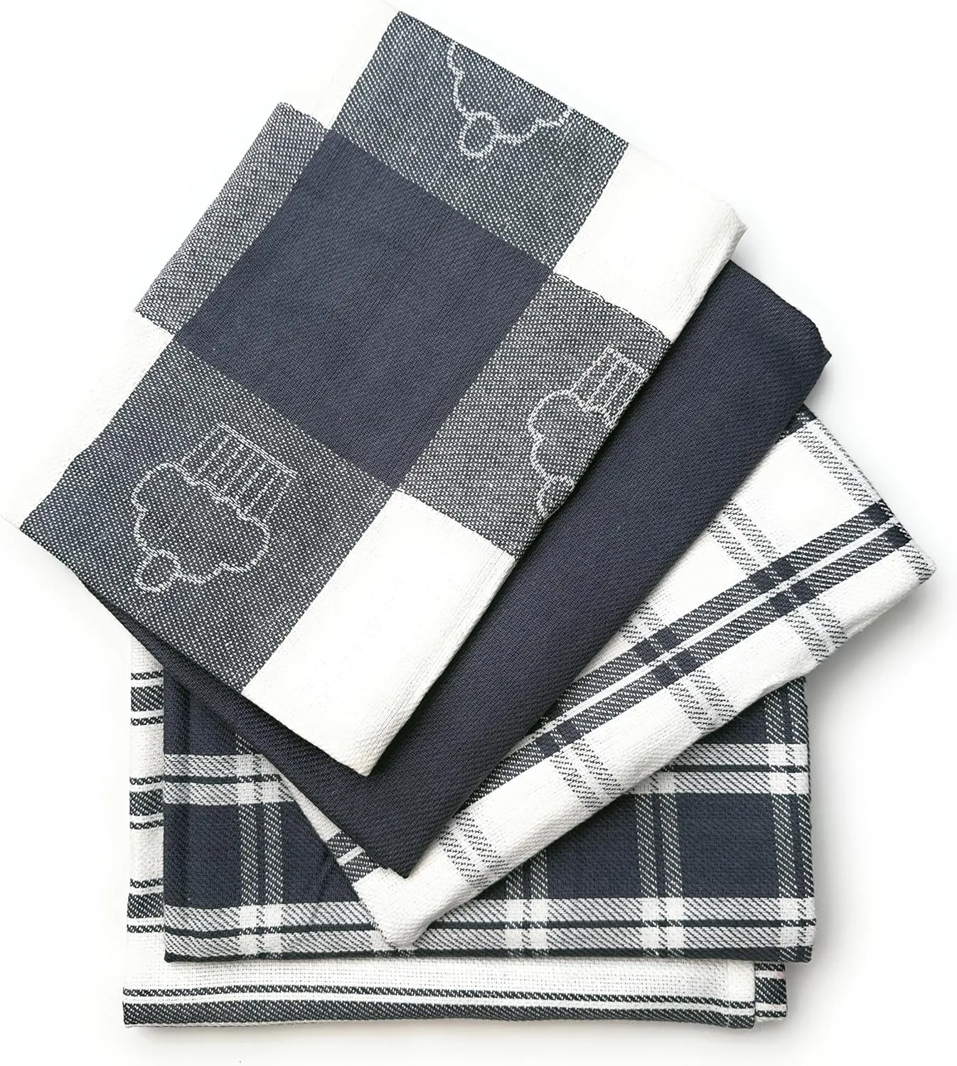 LivinEase Strofinacci da Cucina - Strofinacci 100% Cotone - Confezione da 5 (50 x 70 cm) Set Strofinacci - Asciugamani Assorbenti (Grigio)