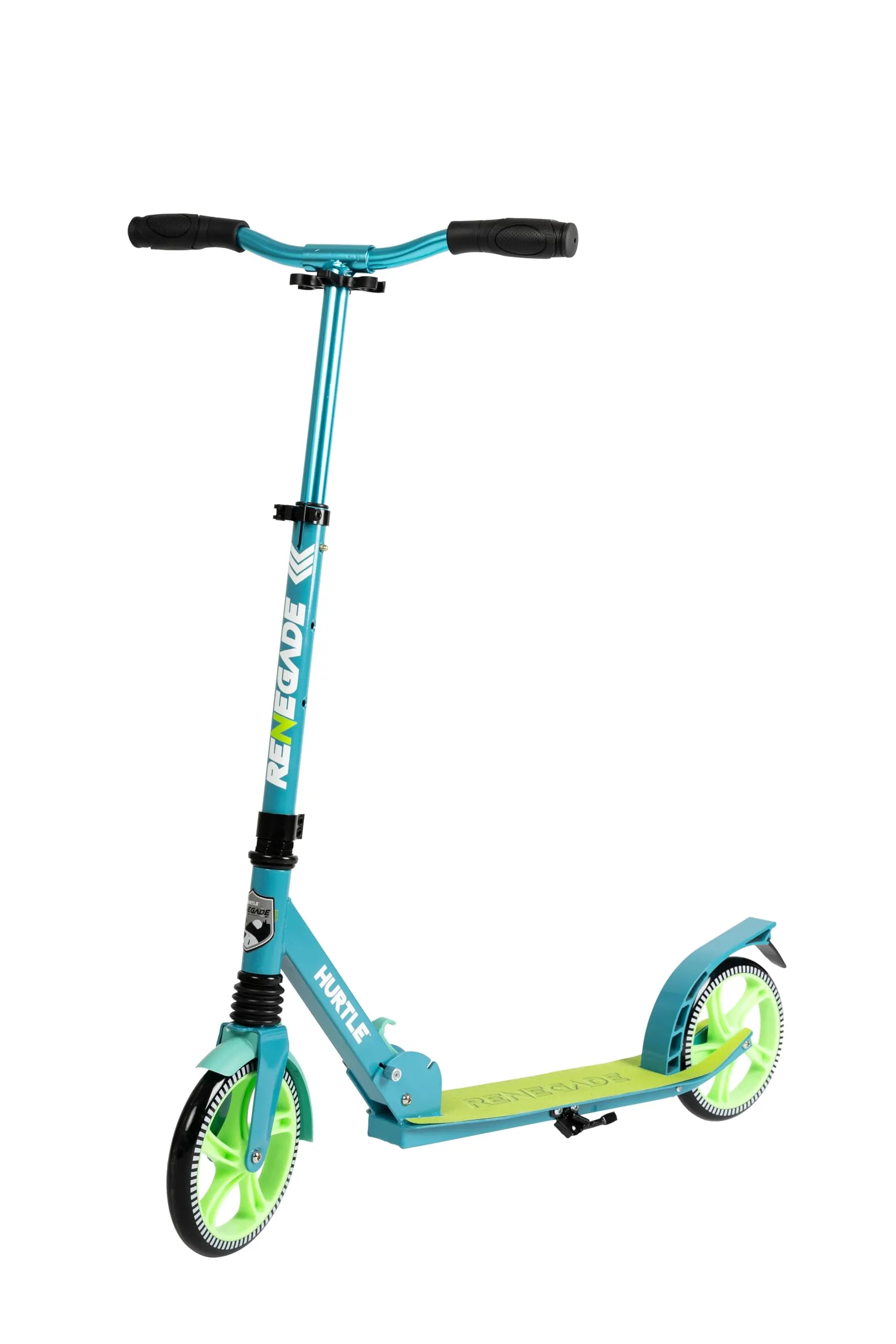 Hurtle Renegade Monopattino a 2 Ruote per Bambini, Adolescenti e Adulti - Manubrio a T Regolabile, Pedana in Lega Antiscivolo, Pieghevole e Portatile con Tracolla