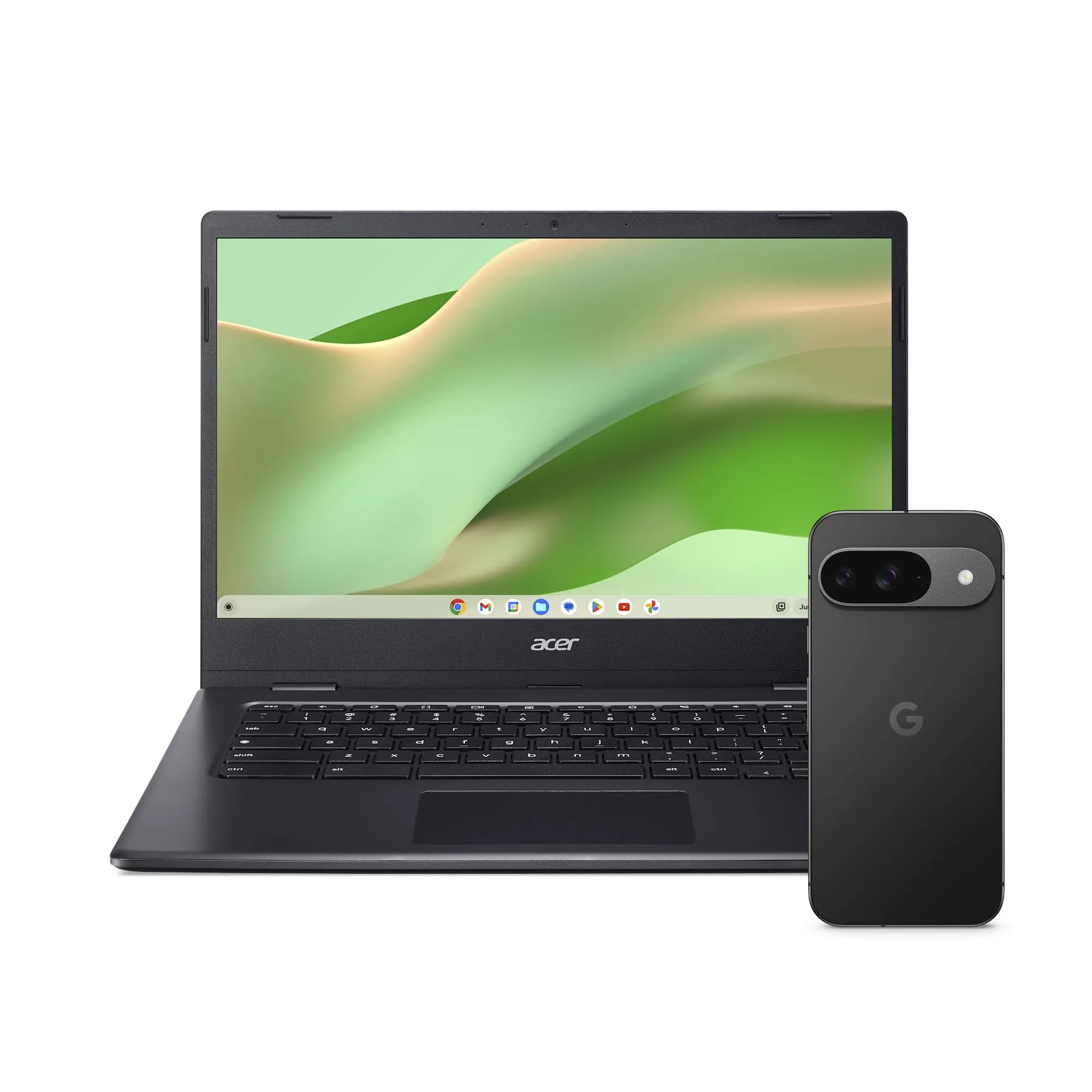 Google Pixel 9 - Smartphone Android sbloccato con Gemini, fotocamera avanzata, batteria con 24 ore di autonomia e display Actua da 6.3" - Nero ossidiana, 128GB + Acer Chromebook 314