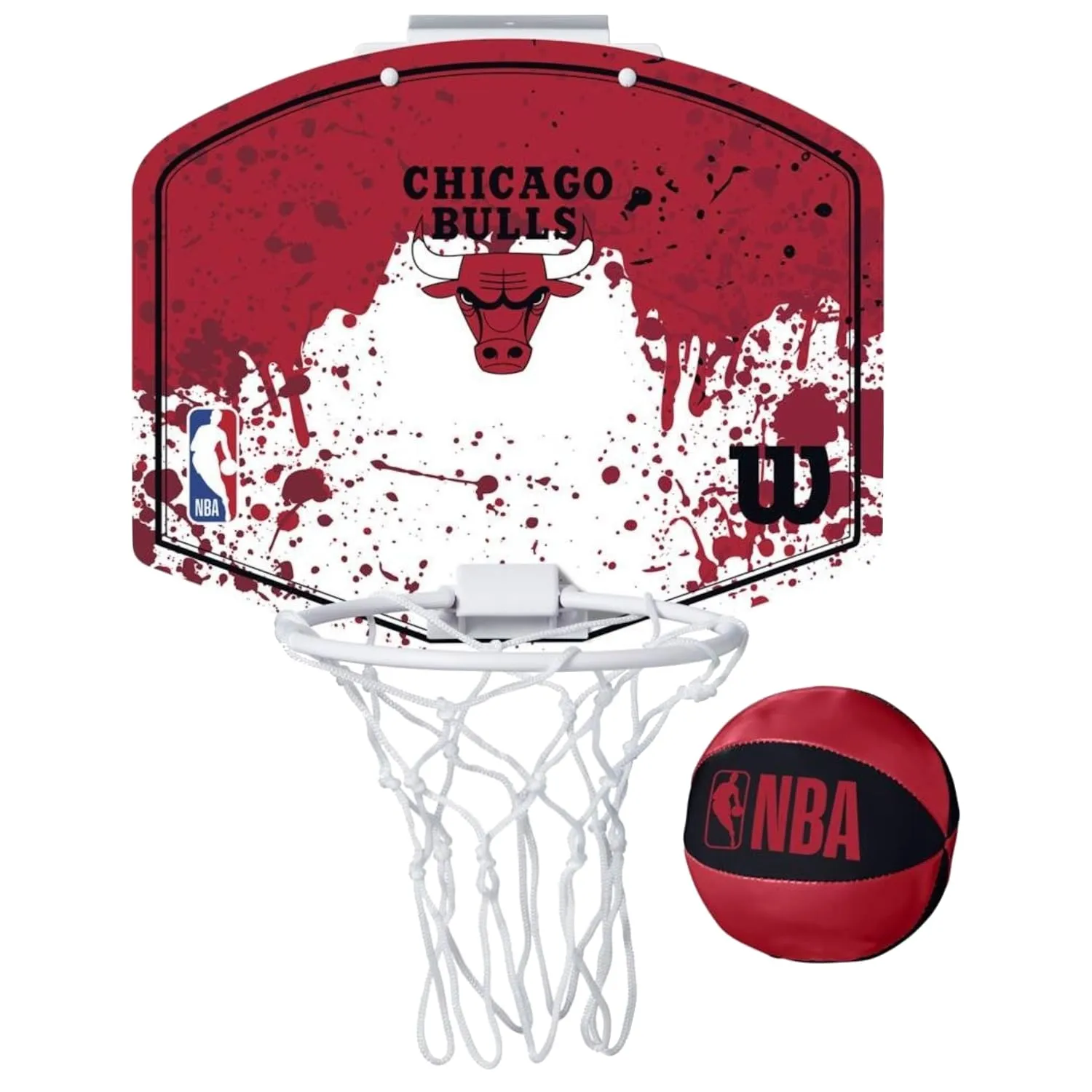 Wilson Minicanestro da Basket NBA TEAM MINI HOOP, Plastica, Bianco/Rosso (Chicago Bulls)