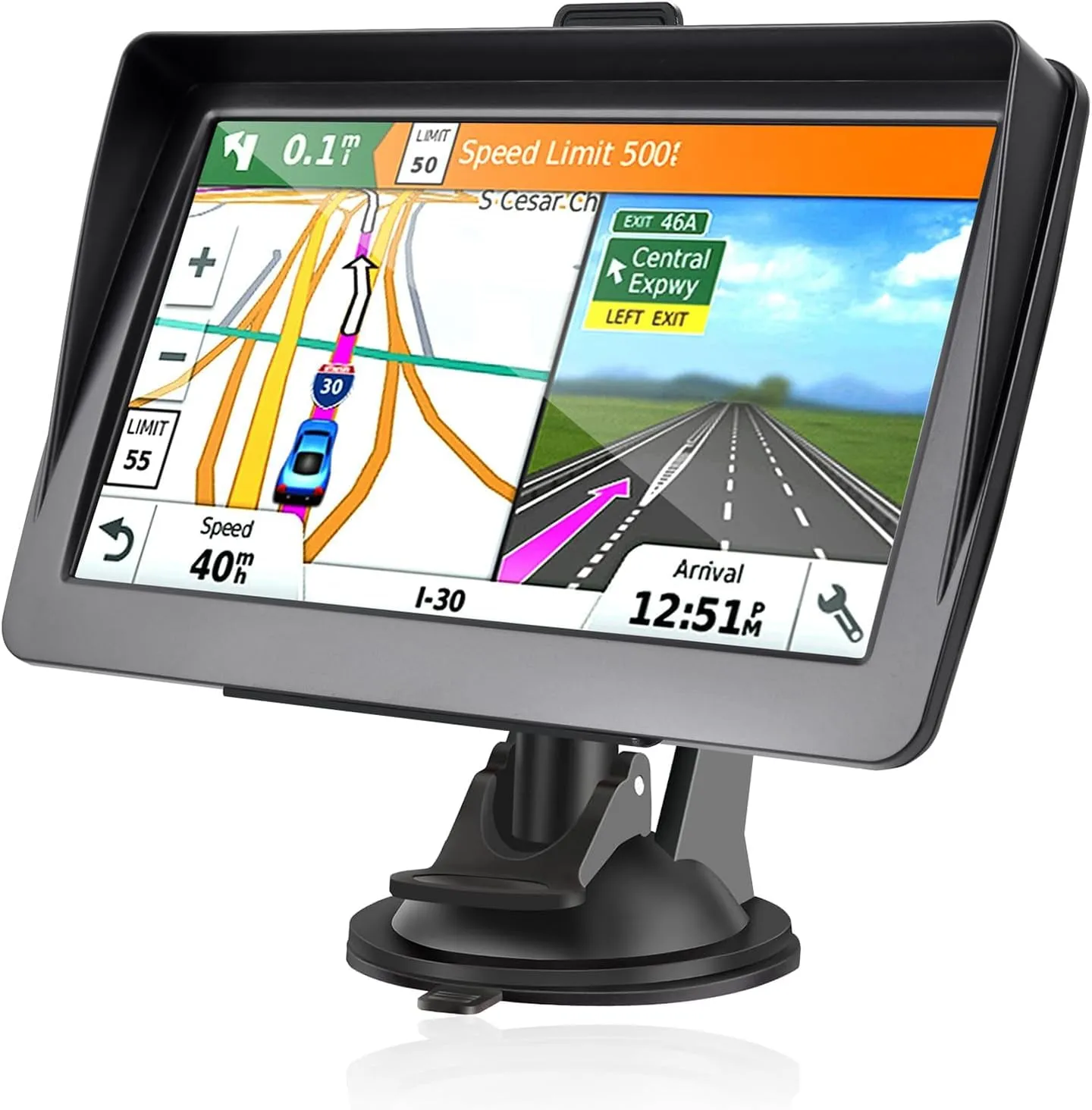Navigatore GPS 7 Pollici per Auto/Camion/Camper 2025​​ – Mappe Europa Aggiornate Gratis, Avvisi Velocità & POI, Guida Vocale