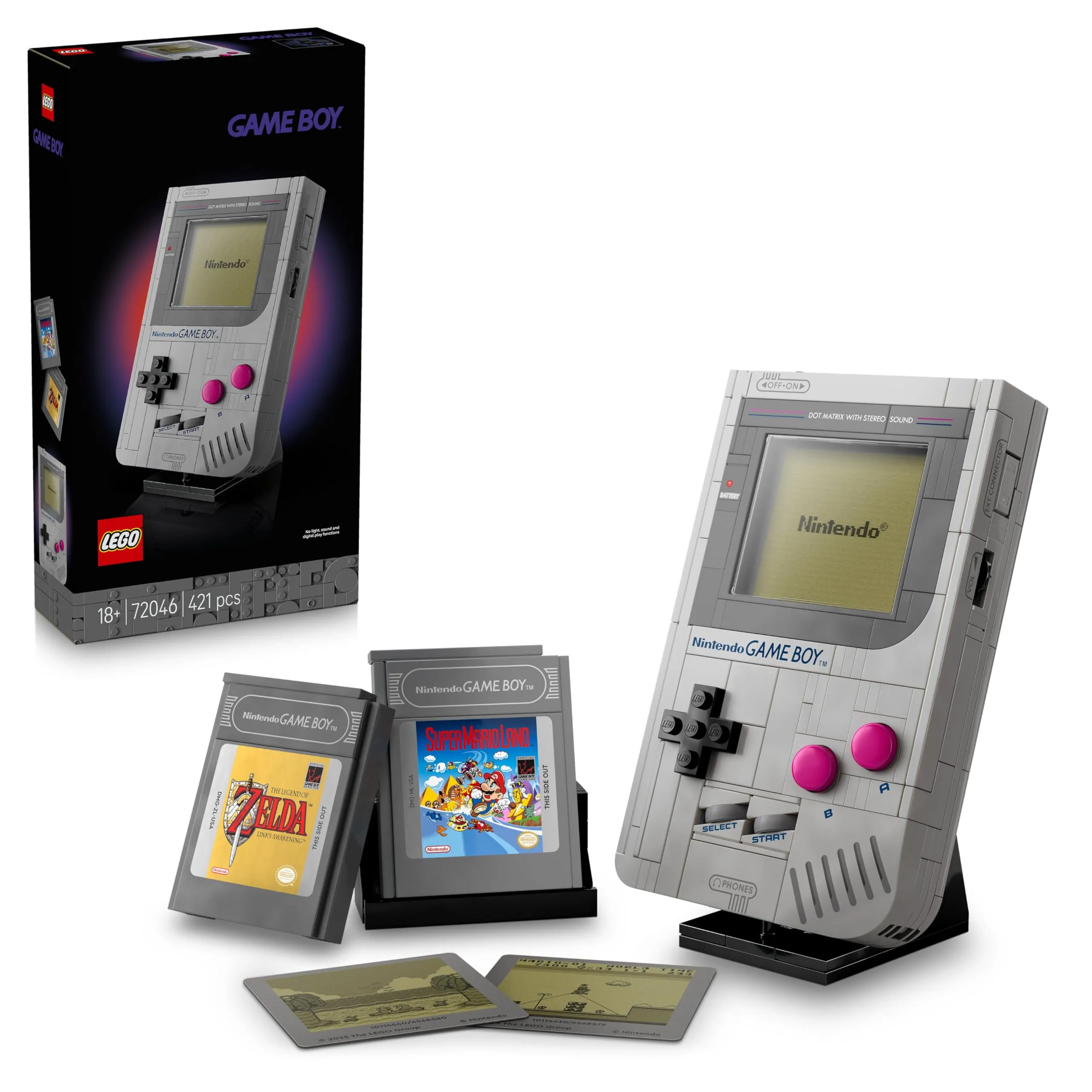 LEGO Super Mario Game Boy Set da Costruzione per Adulti - Modello da Esposizione Nintendo con 2 Cartucce con Schermi Lenticolari Incluso Zelda e Stand - Regalo Retrò per i Fan dei Videogiochi - 72046
