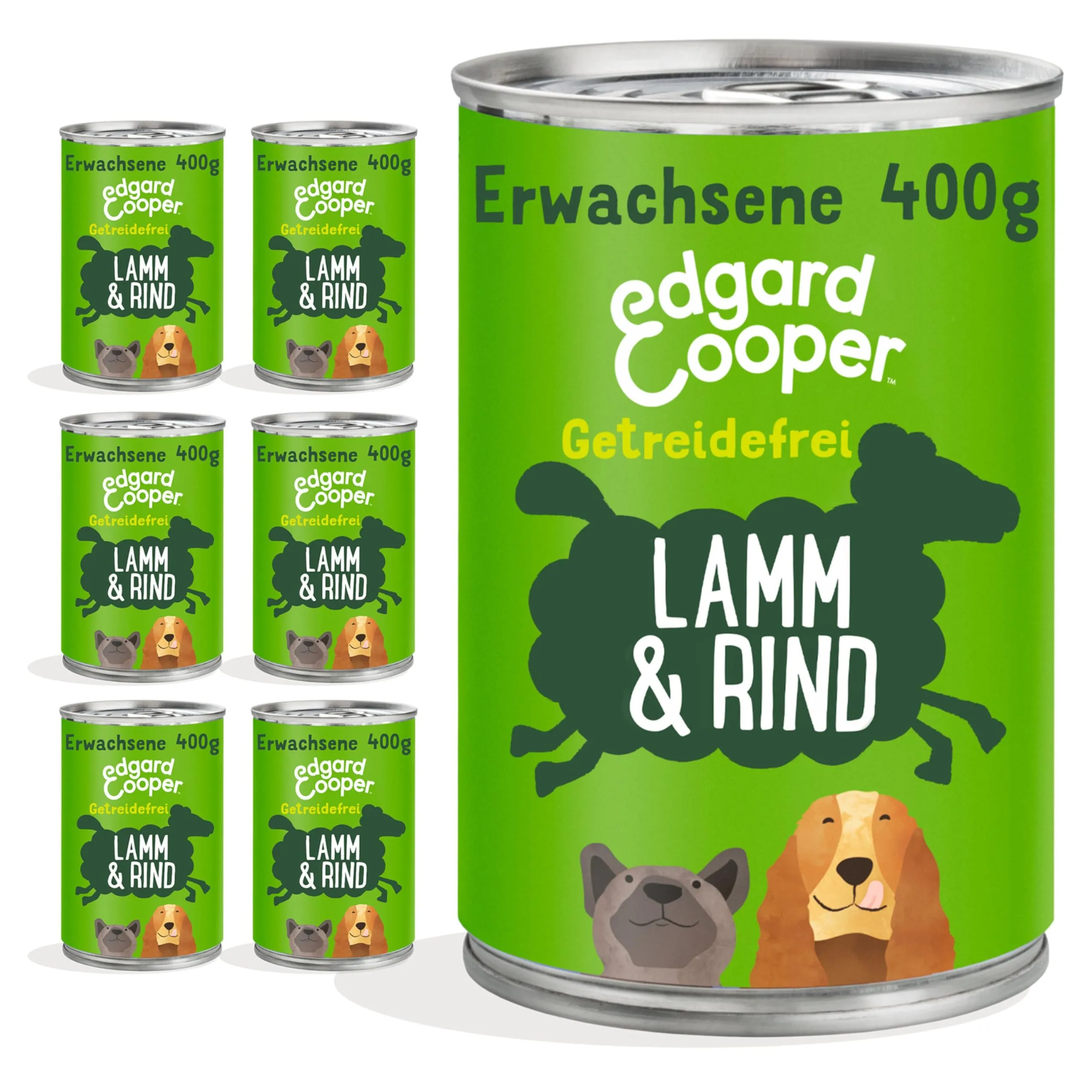 Edgard & Cooper Cibo umido per cani (agnello e manzo, 400 g x 6), senza cereali, ingredienti naturali e carne fresca, pieno di aminoacidi essenziali