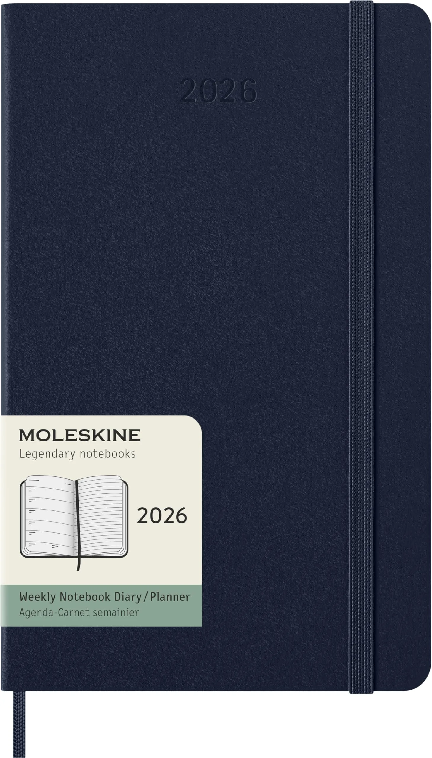 Moleskine Weekly Planner, Agenda Settimanale 2026 12 Mesi Con Spazio Per Note, Con Copertina Rigida e Chiusura Elastica, Formato Large 13 x 21 cm Colore Blu