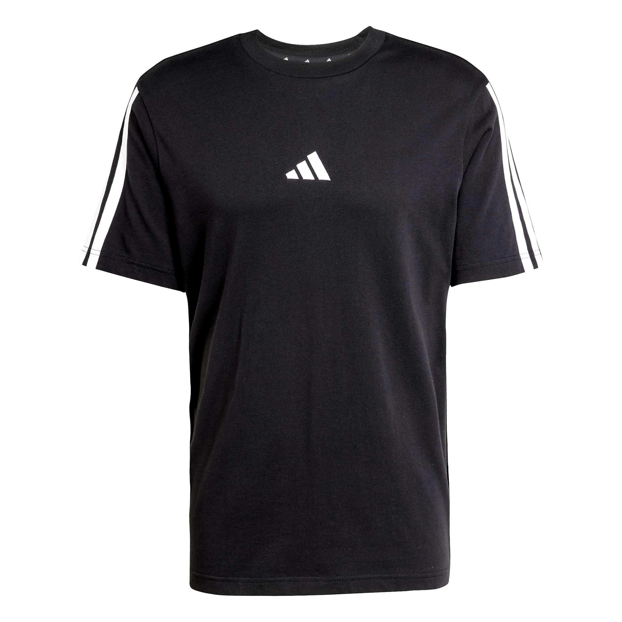 adidas Homme Essentials Three Stripes Single Jersey Tee, Black/White, M