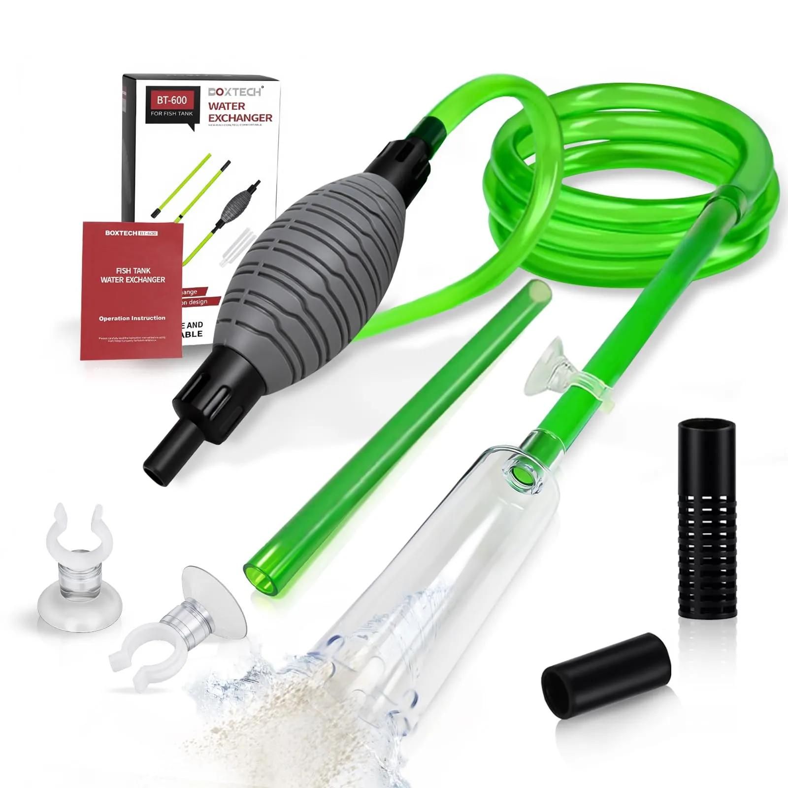 boxtech Cambio d'Acqua per Acquario, Detergente per Ghiaia per acquari Kit con sifone, Vestito per Il Cambio dell'Acqua dell'acquario e la Pulizia della Sabbia dell'acquario