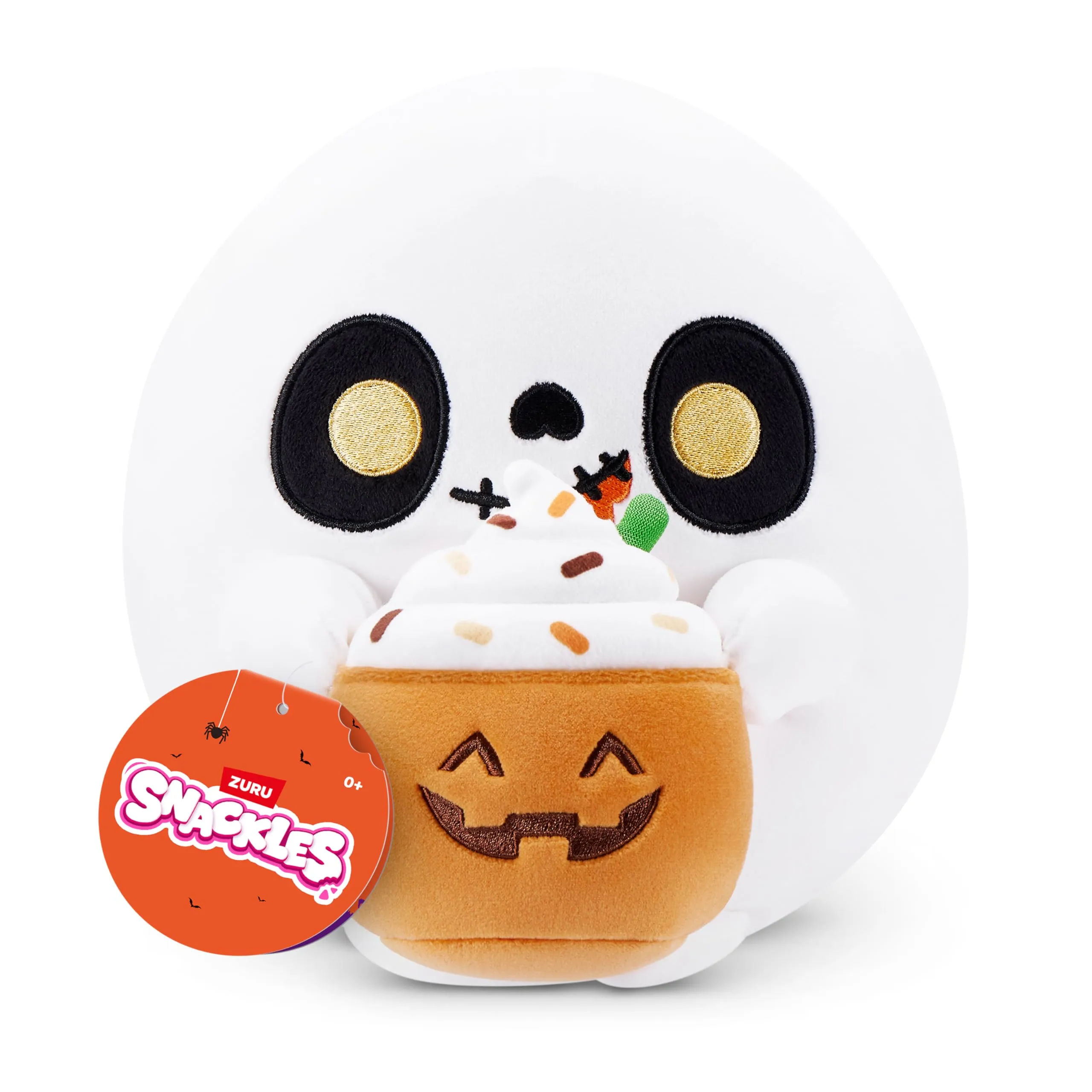 Snackles Halloween, peluche Serie 1 da 20 cm di ZURU, peluche con accessorio snack (RAVEN)