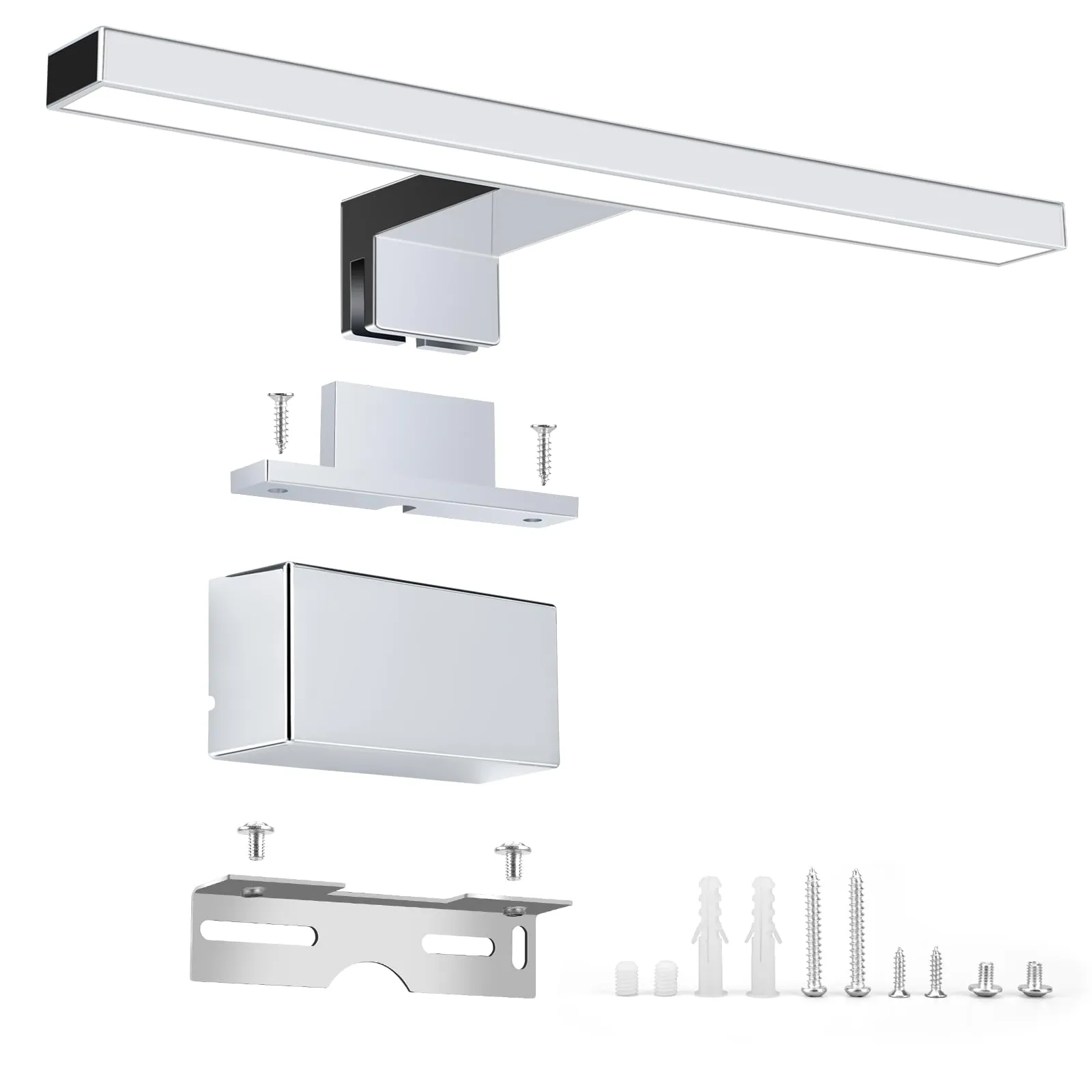 NBEASTKEY Lampada LED per Specchio da Bagno, 5W 30 cm 230 V Neutra 4000K, Lampada da Moderna per Luce da Trucco, Lampada da Armadio Luce da Parete per Bagno. IP 44 Impermeabile Alluminante(1264-30)